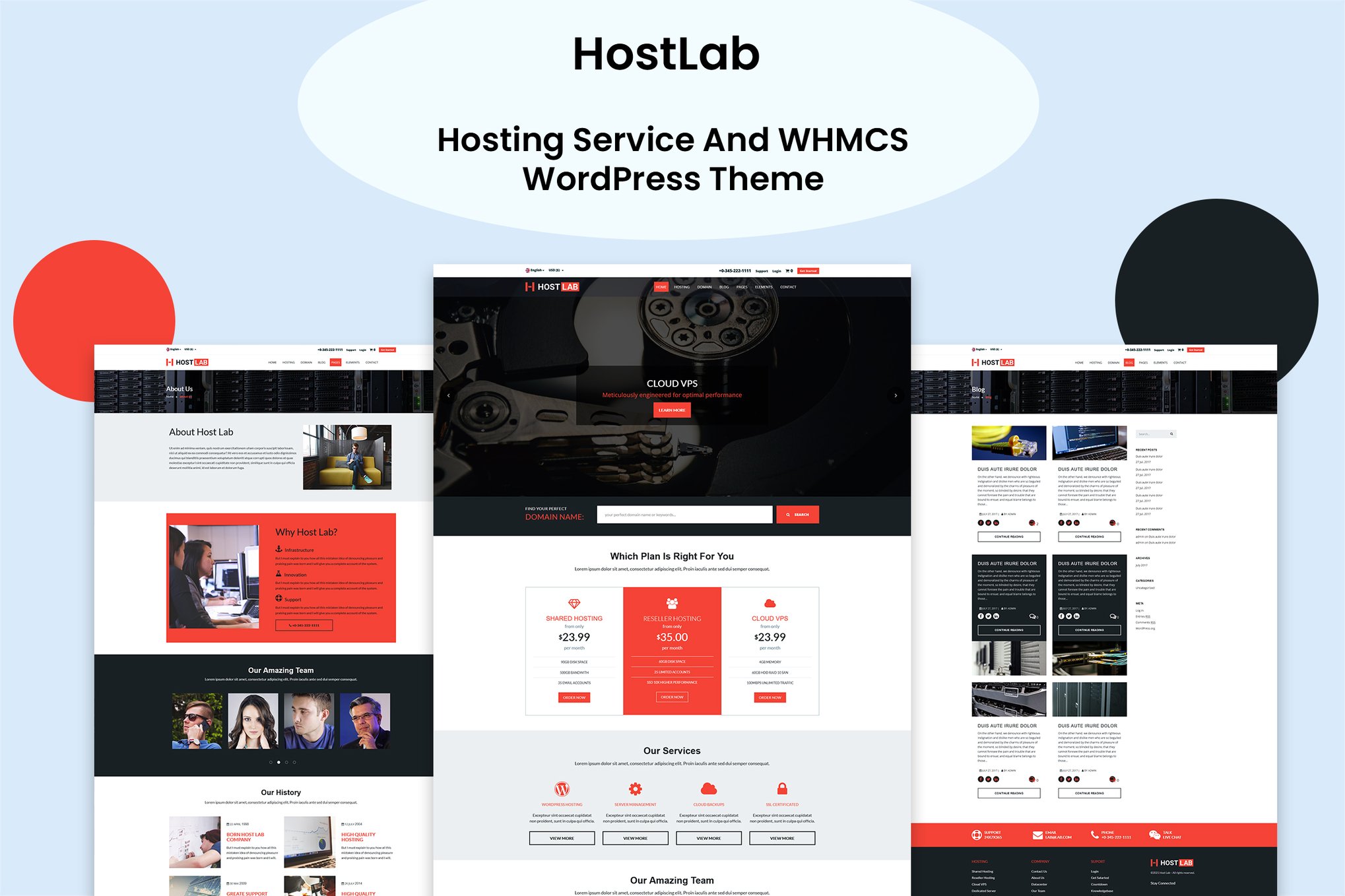 Imagen de portada de HostLab - Hosting Service And WHMCS WordPress (tema)