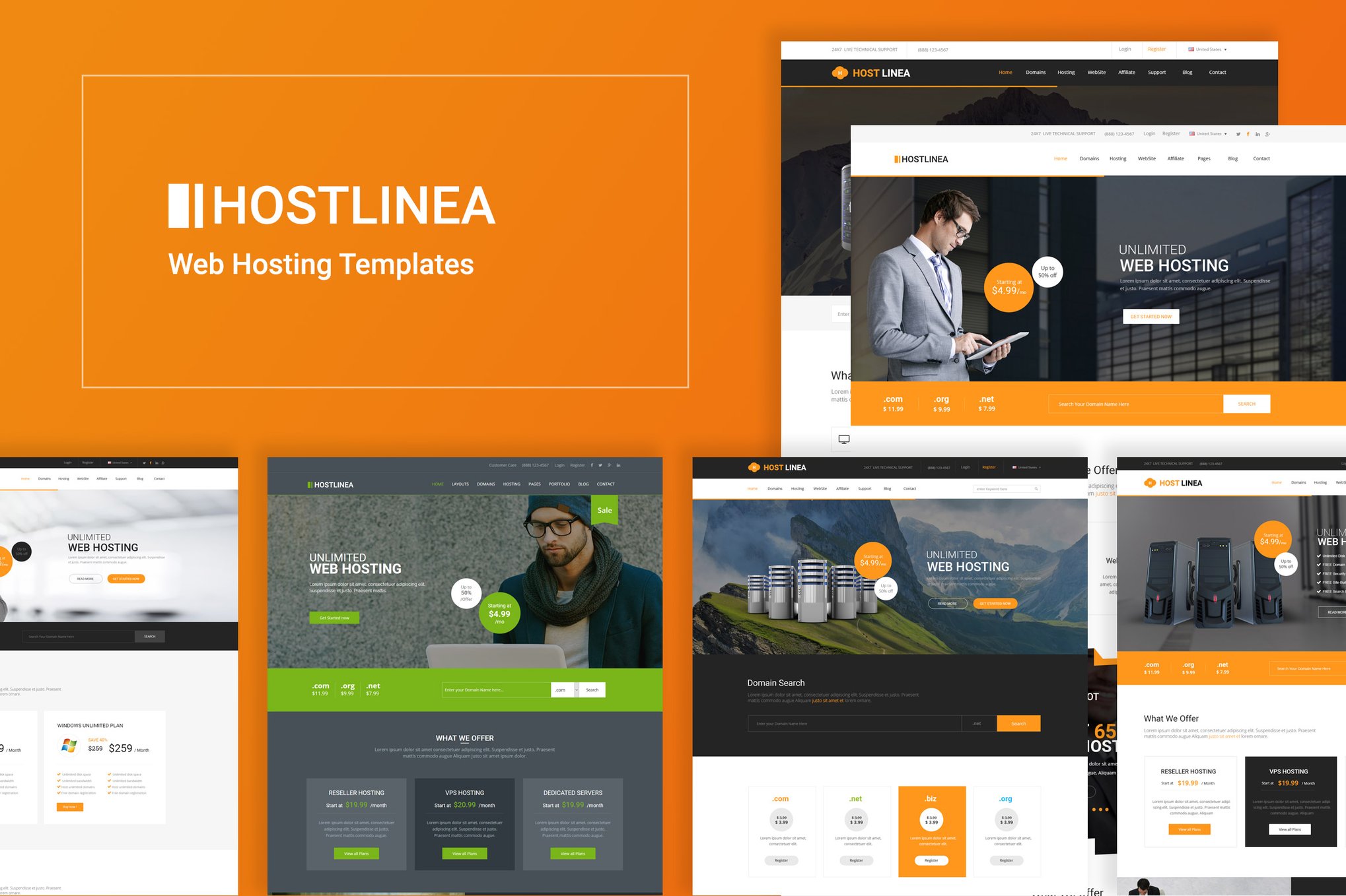 Imagen de portada de Hostlinea - Web Hosting, Responsive HTML5 Template (plantilla web)