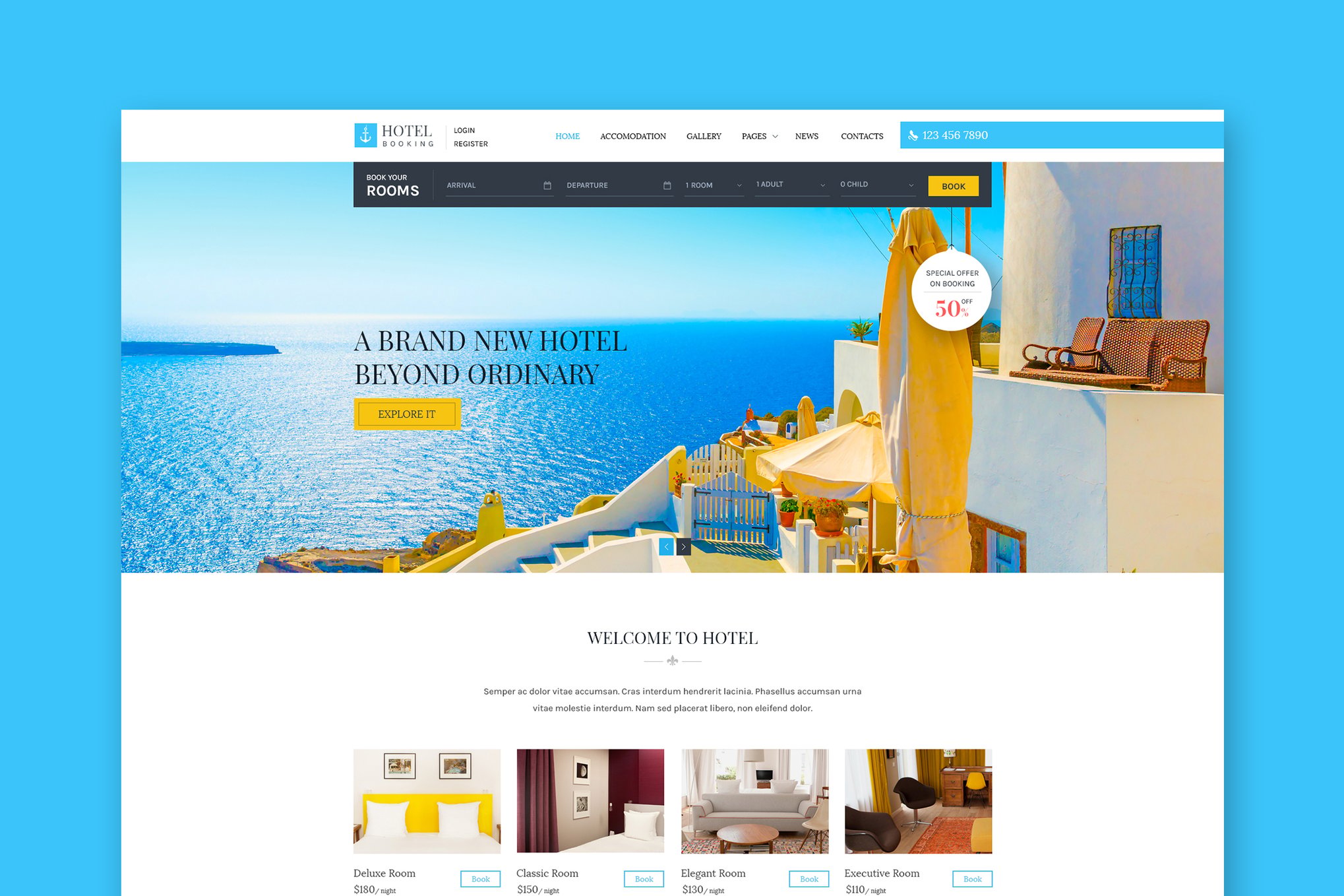 Imagen de portada de Hotel Booking - HTML Template for Hotels (plantilla web)