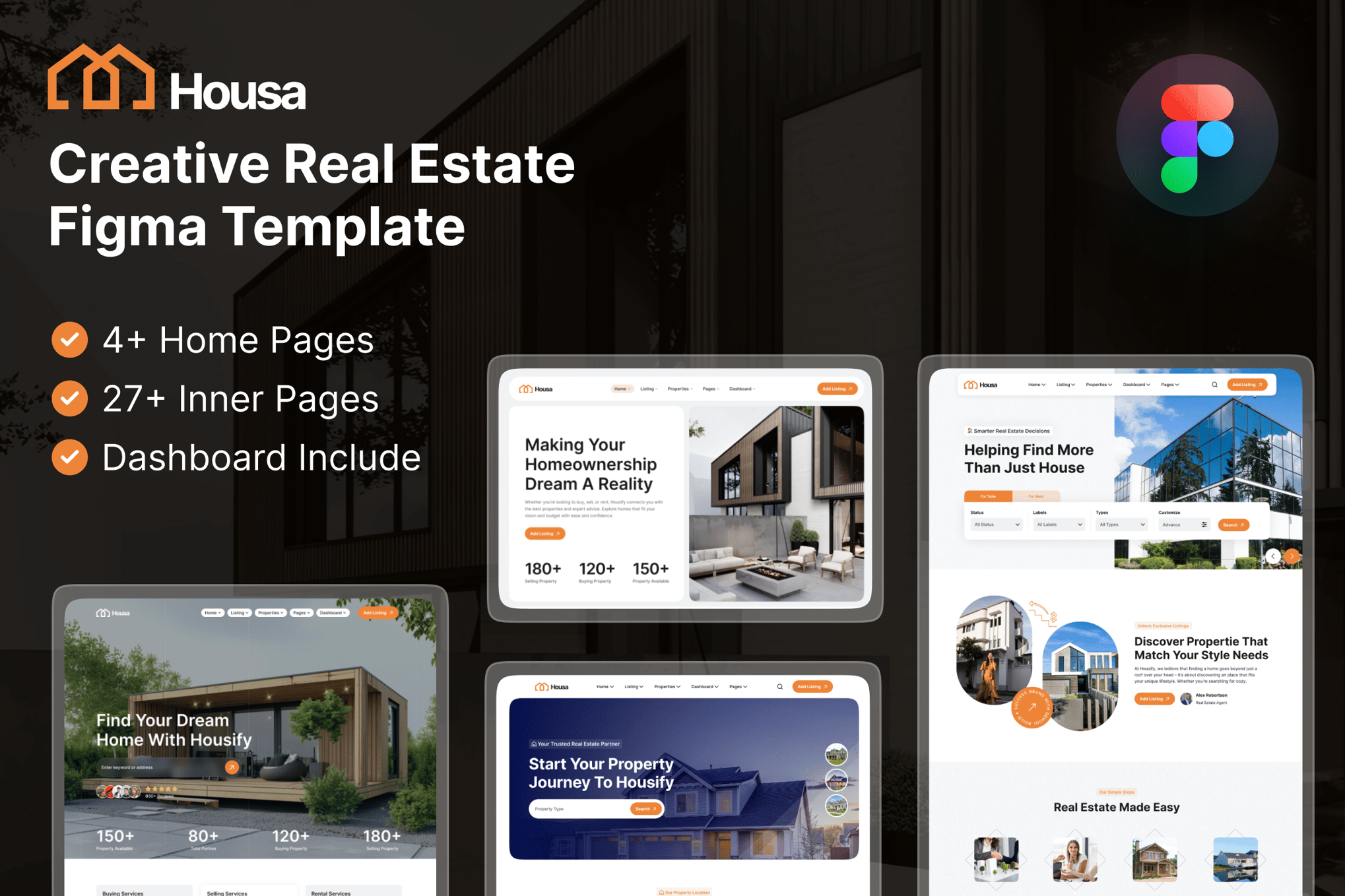 Imagen de portada de Housa - Creative Real Estate Figma template (plantilla web)