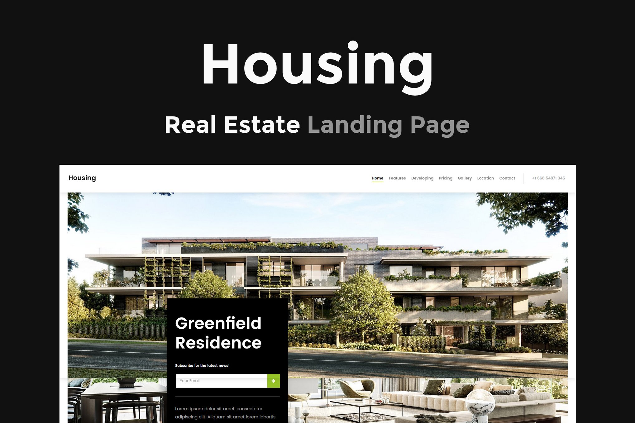 Imagen de portada de Housing - Real Estate Landing Page (plantilla web)