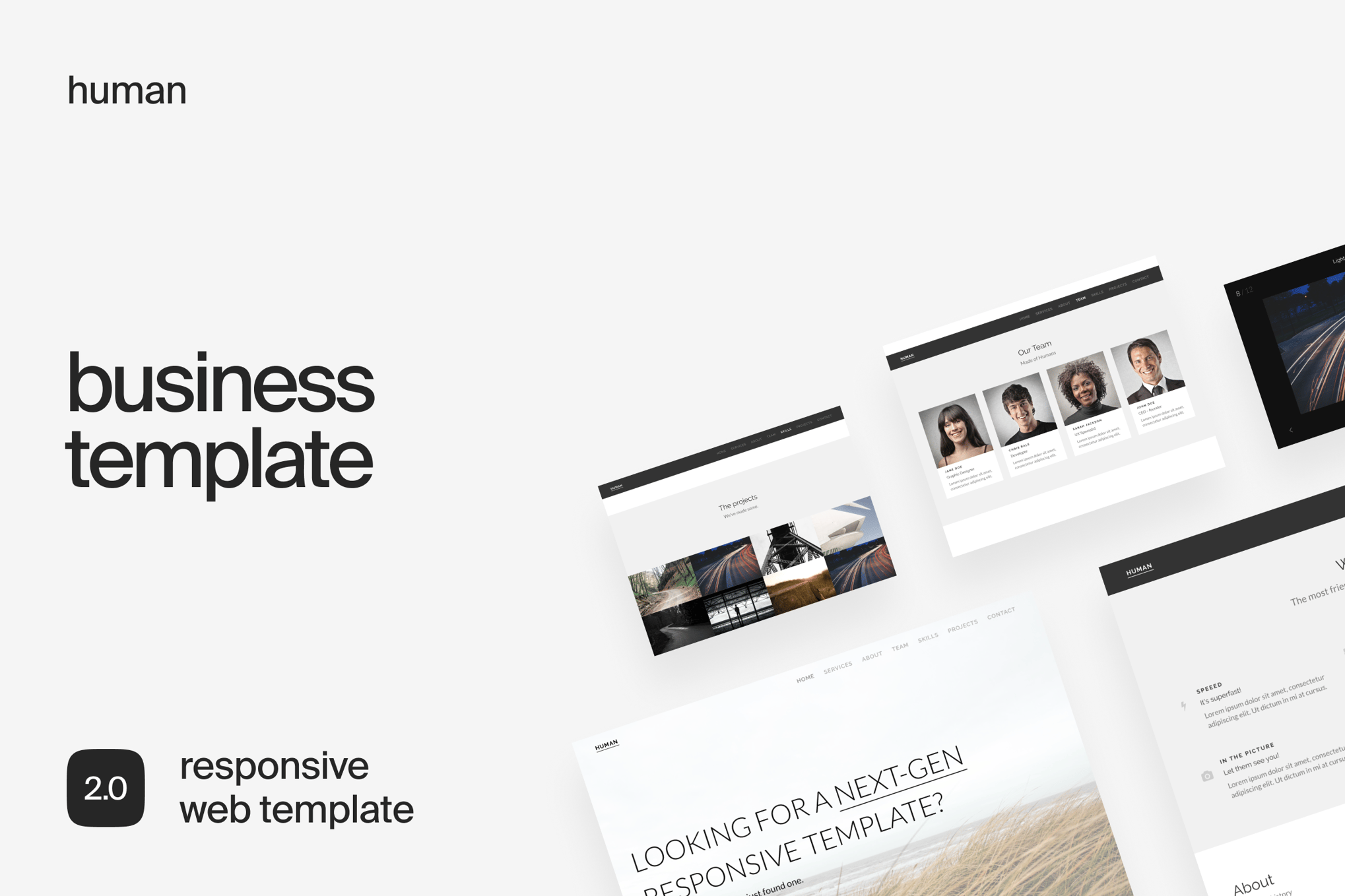 Imagen de portada de Human | Responsive HTML5 Business Template (plantilla web)
