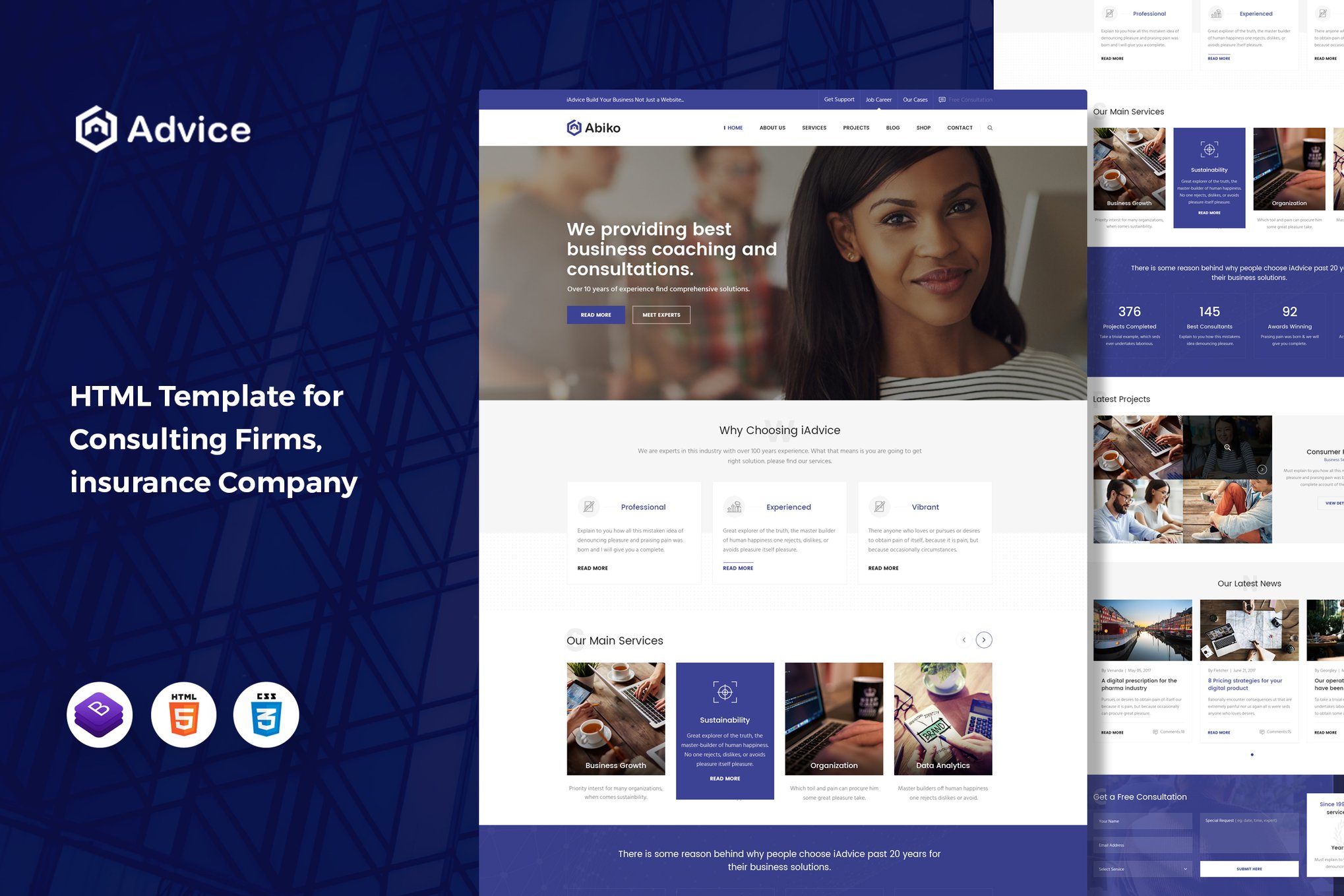 Imagen de portada de iAdvice - Business Consulting HTML Template (plantilla web)