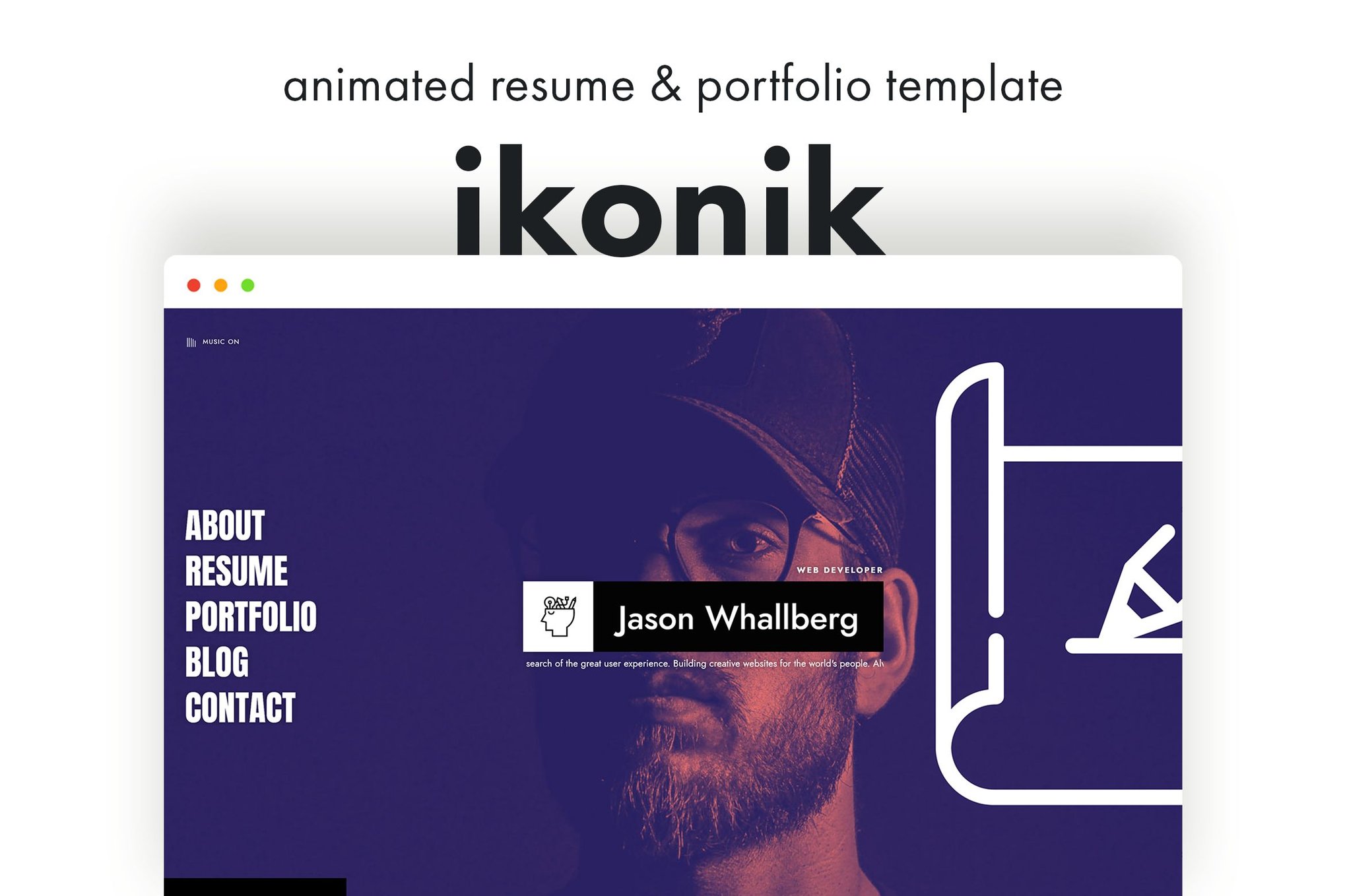 Imagen de portada de ikonik - Resume/CV Animated Template (plantilla web)