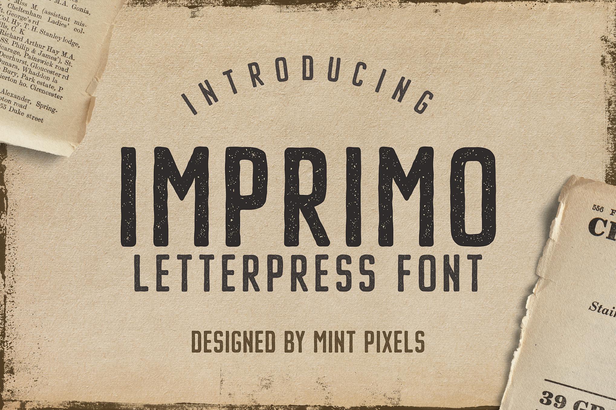 Imagen de portada de Imprimo Letterpress Font (fuente)
