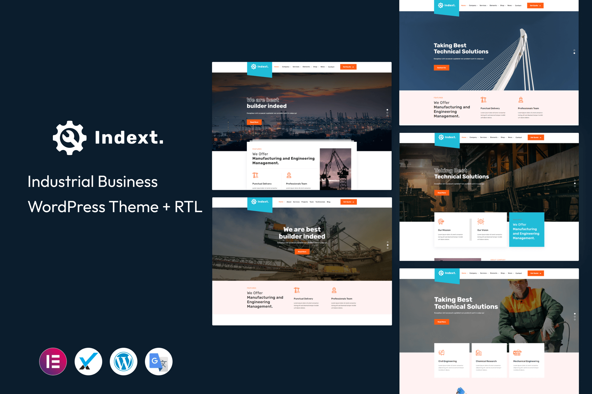 Imagen de portada de Indext - Industrial Business WordPress Theme (tema)