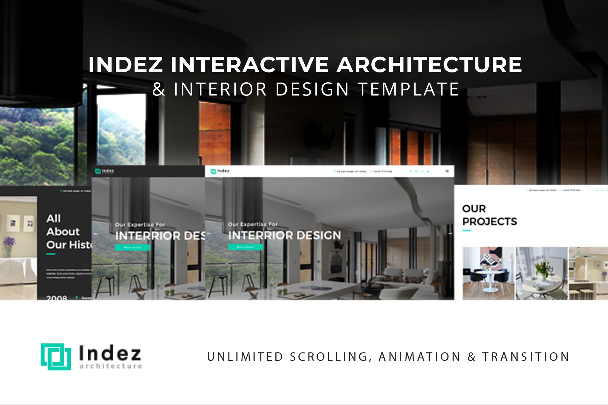 Imagen de portada de Indez Architecture & Interior Template (plantilla web)