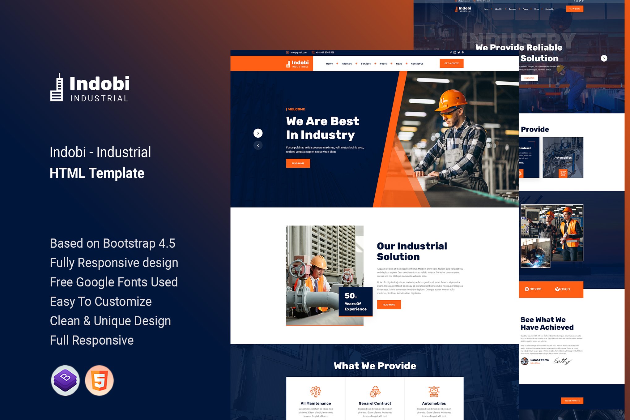 Imagen de portada de Indobi - Industrial HTML Template (plantilla web)