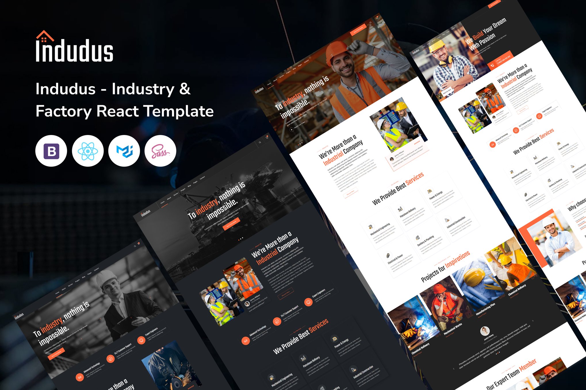 Imagen de portada de Indudus - Industry & Factory React Js Template (plantilla web)