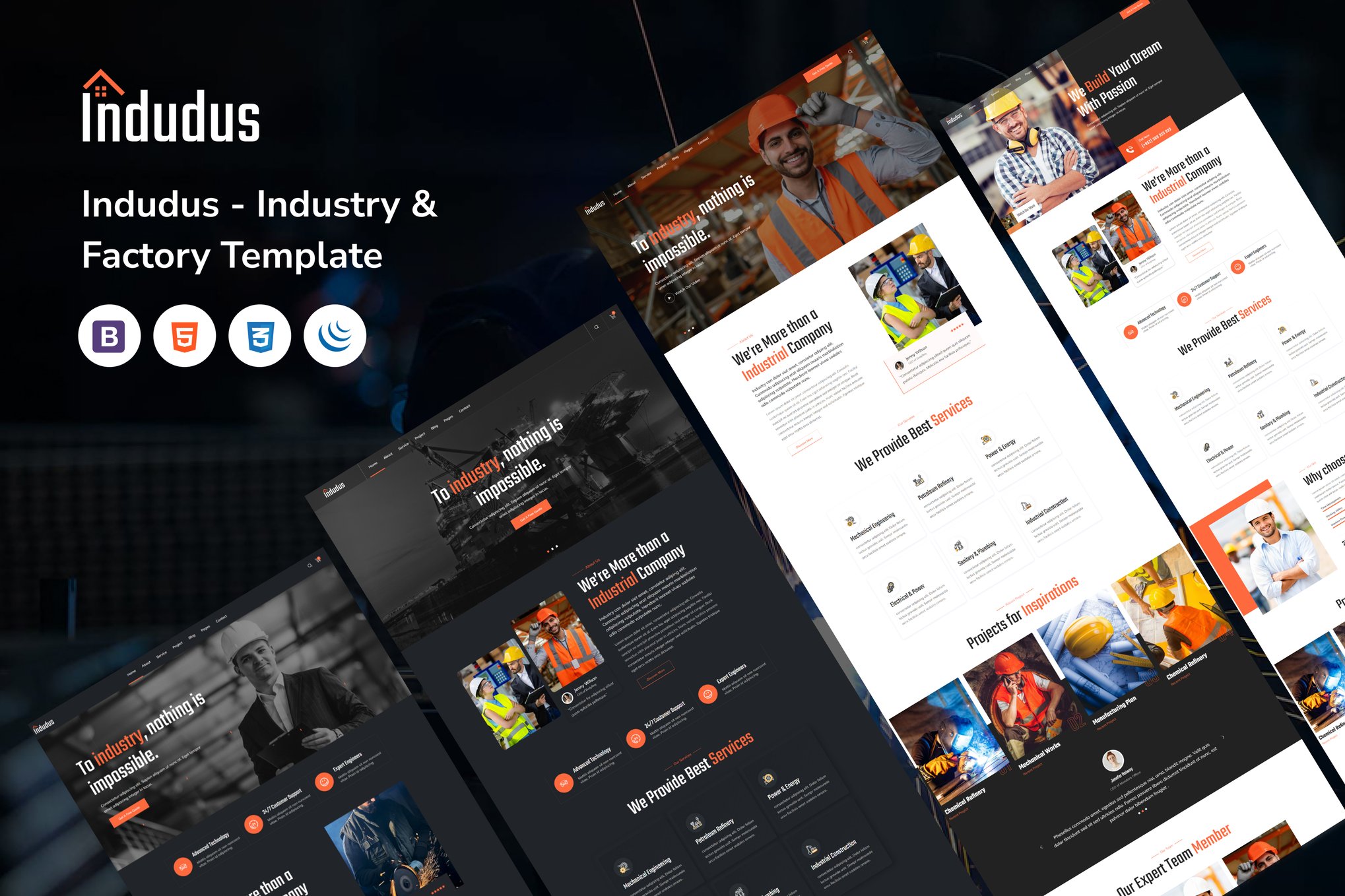 Imagen de portada de Indudus - Industry & Factory Template (plantilla web)