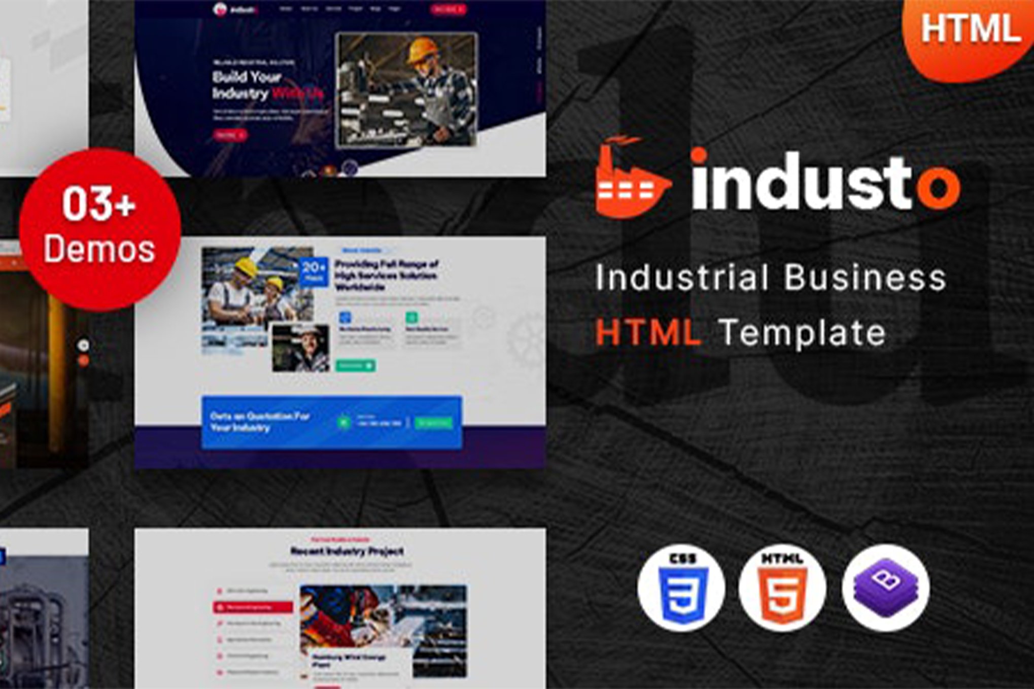 Imagen de portada de Industo - Industrial Industry & Factory Template (plantilla web)