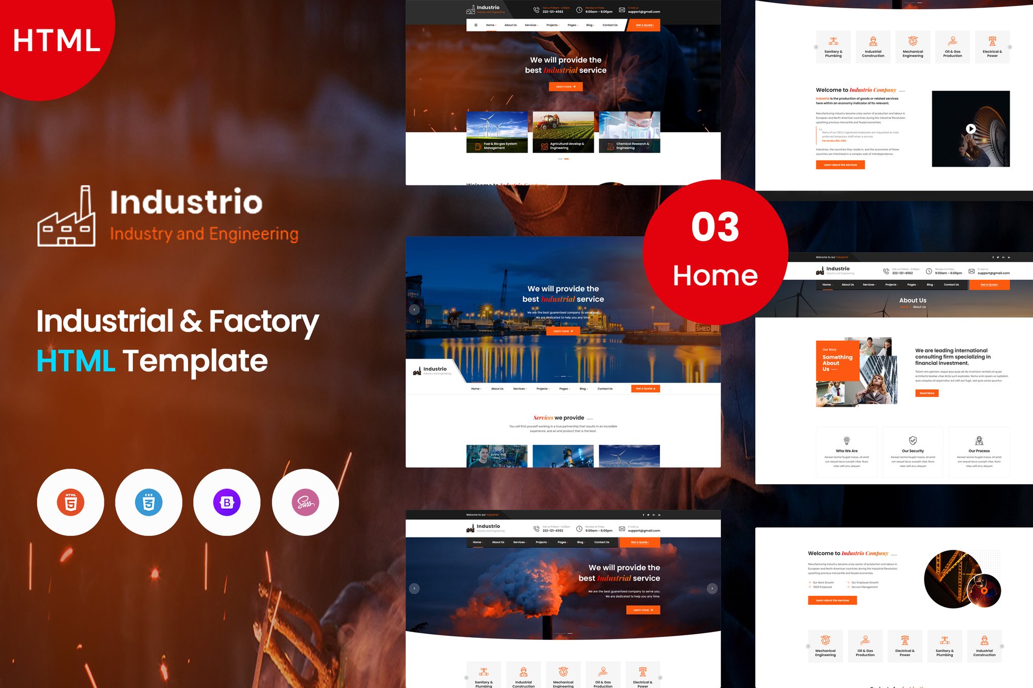 Imagen de portada de Industrio - Industrial Industry & Factory (plantilla web)