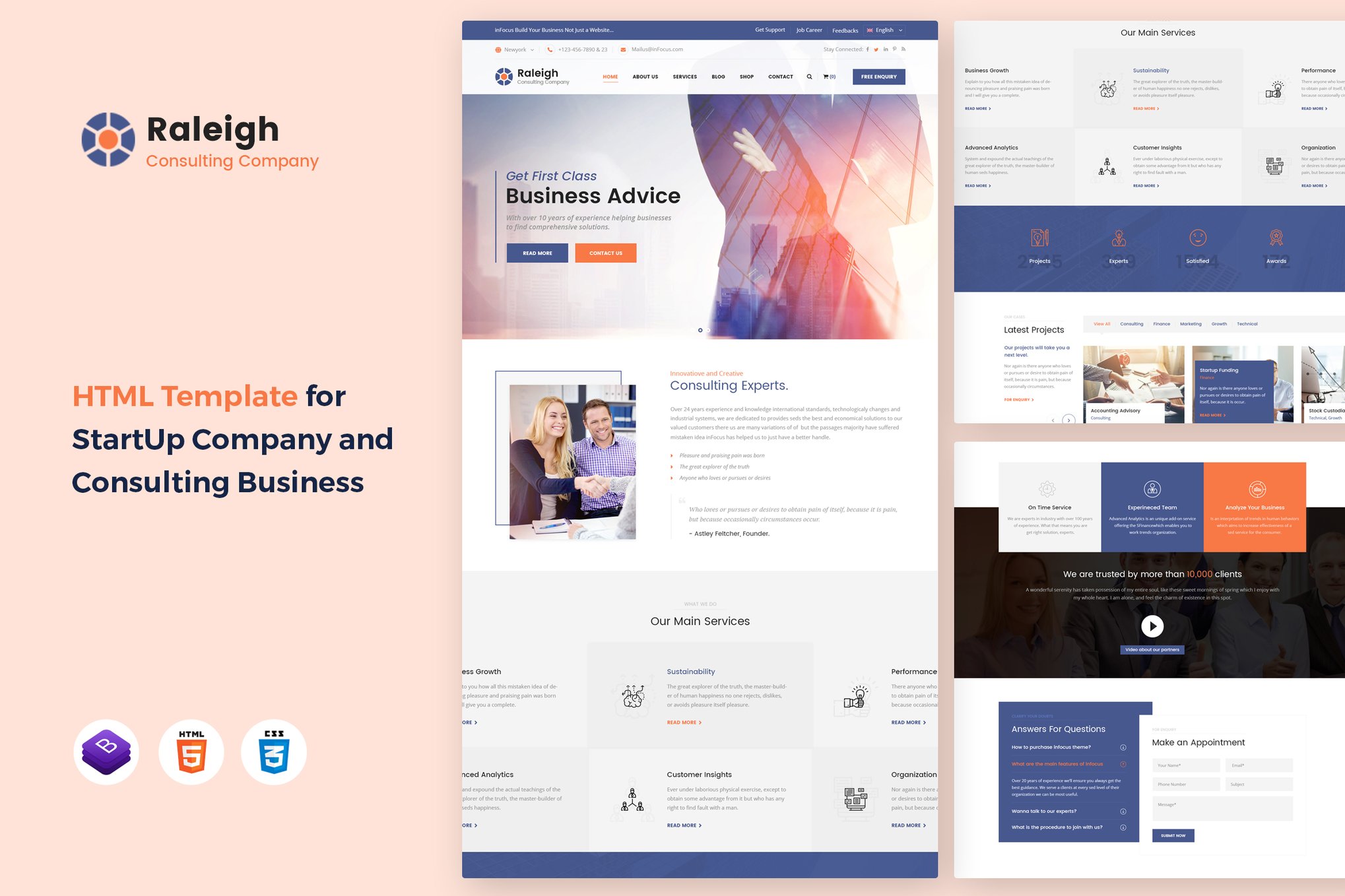 Imagen de portada de Infocus - Business Consulting Service Template (plantilla web)