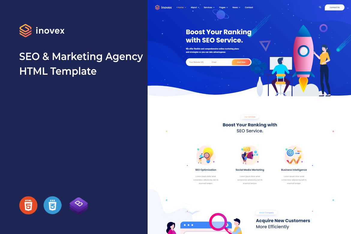 Imagen de portada de Inovex - SEO & Marketing Agency HTML Template (plantilla web)