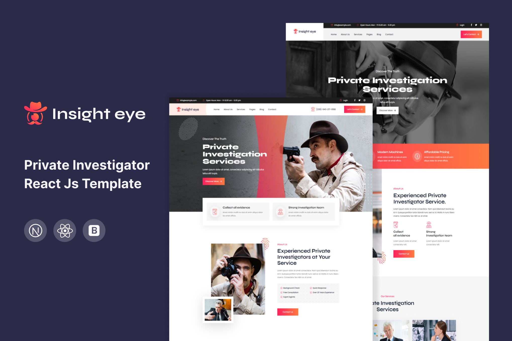 Imagen de portada de Insighteye - Private Investigator React Js (plantilla web)