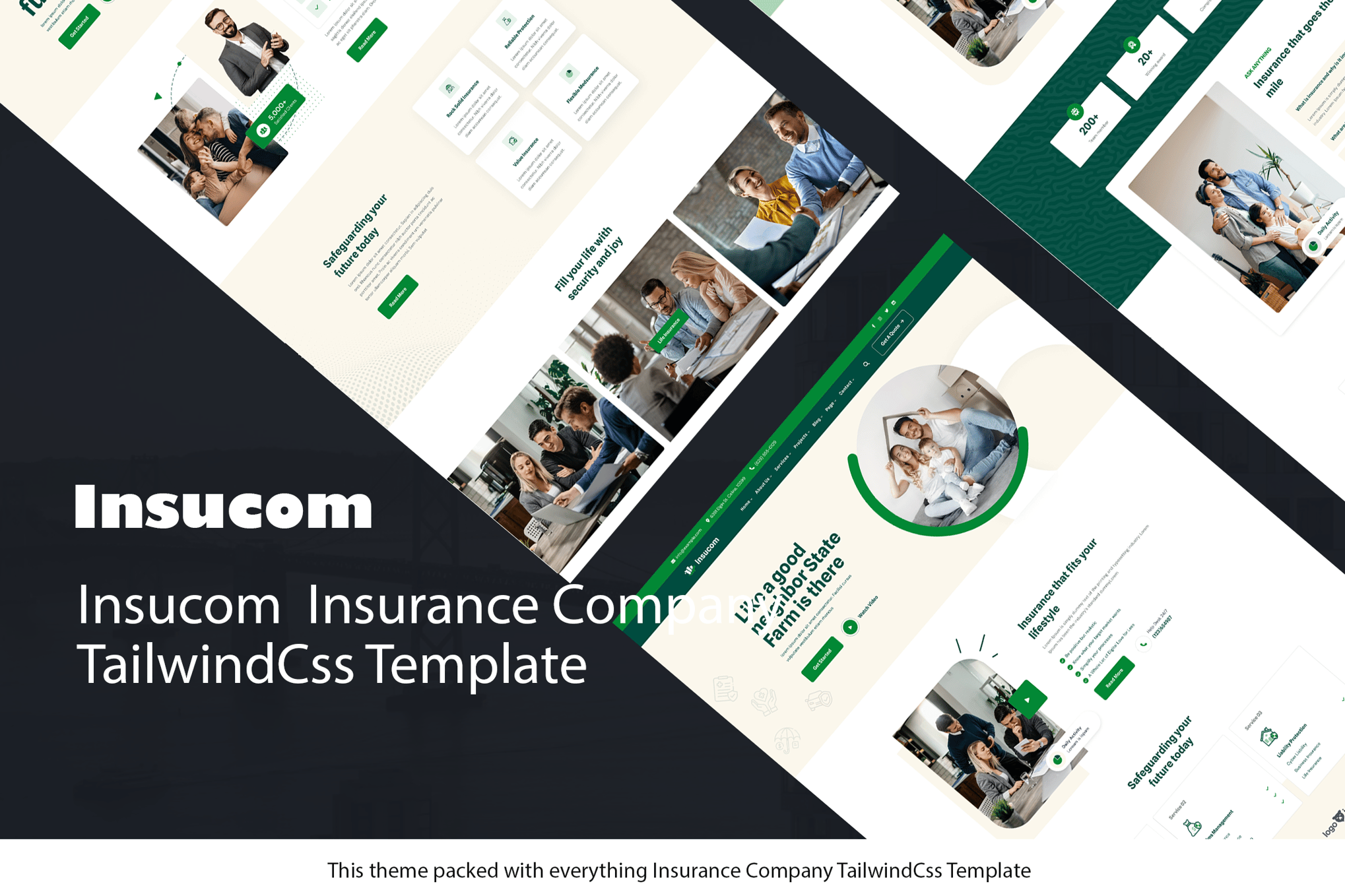 Imagen de portada de Insucom - Insurance Company TailwindCSS Template (plantilla web)