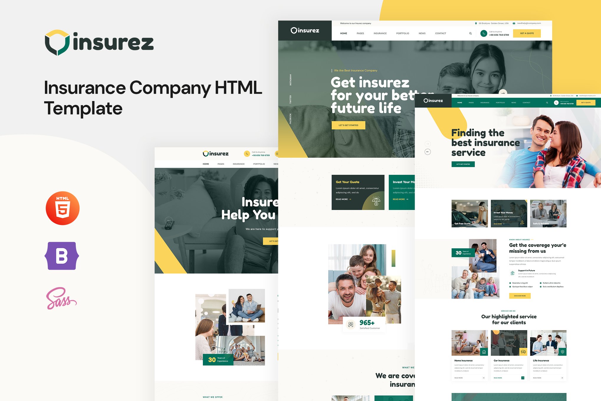 Imagen de portada de Insurez - Insurance Company HTML Template (plantilla web)