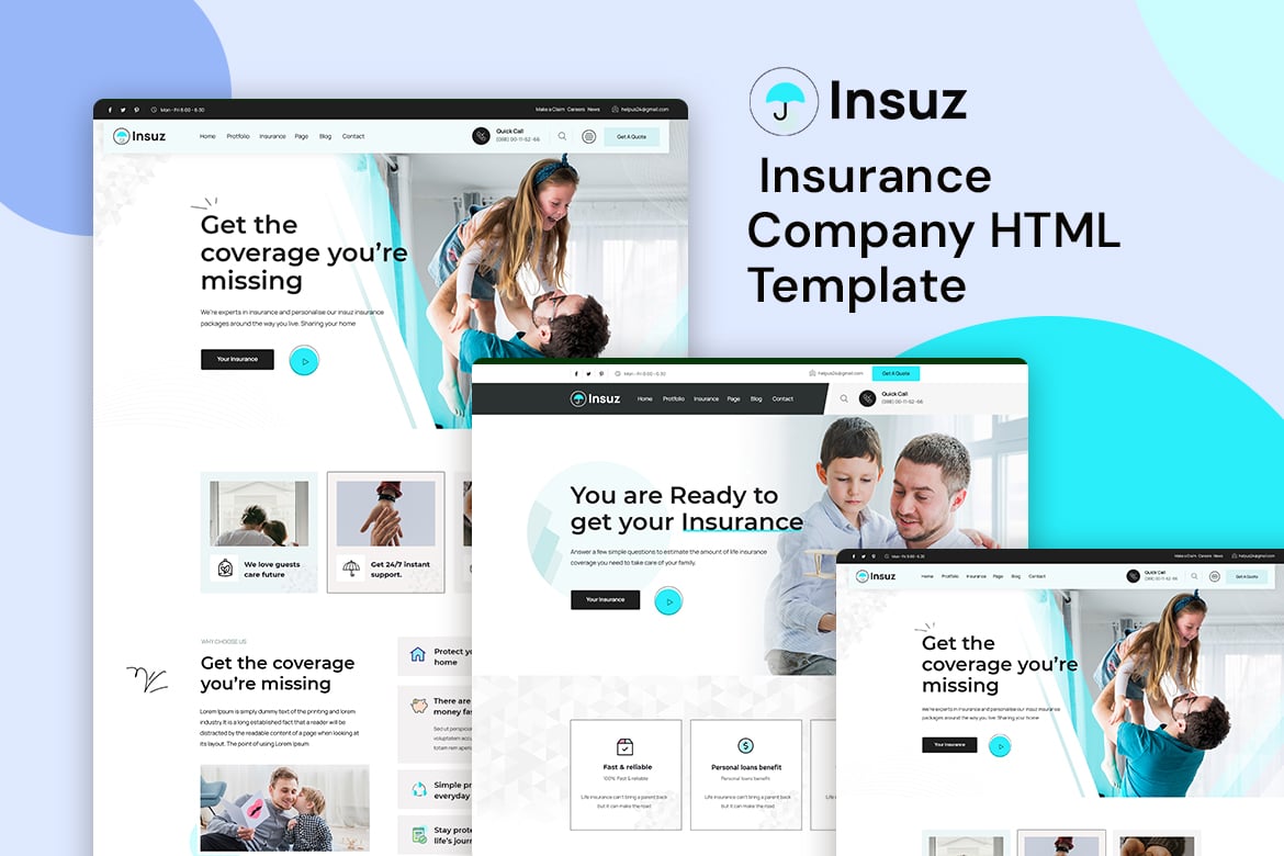 Imagen de portada de Insuz - Insurance Company HTML Template (plantilla web)