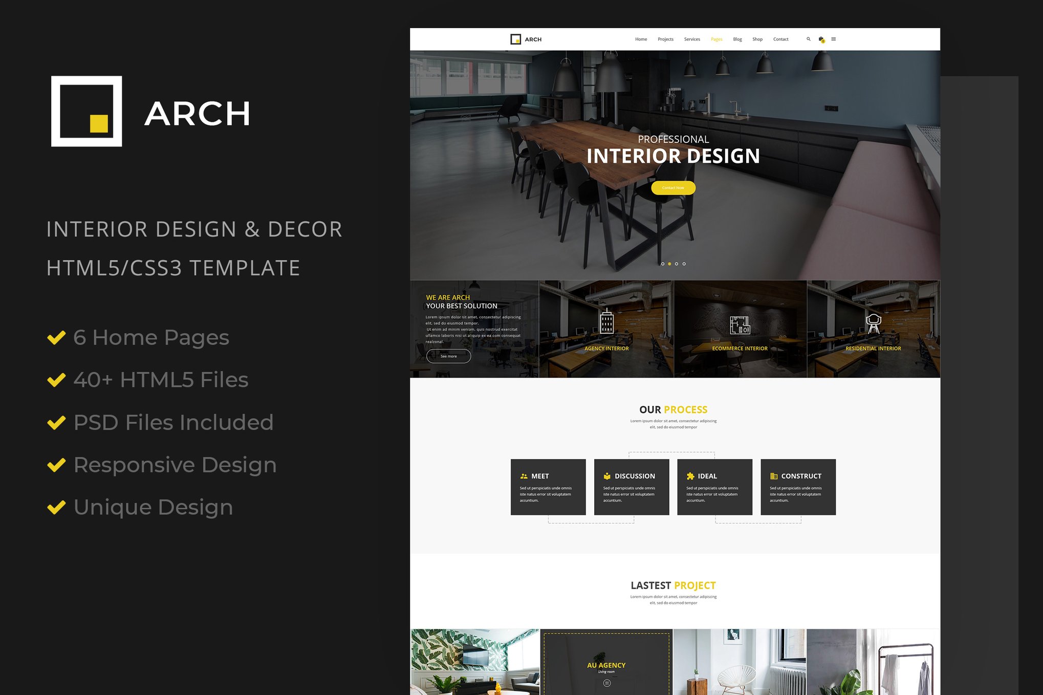 Imagen de portada de Interior Design, Architecture HTML5 Templale (plantilla web)