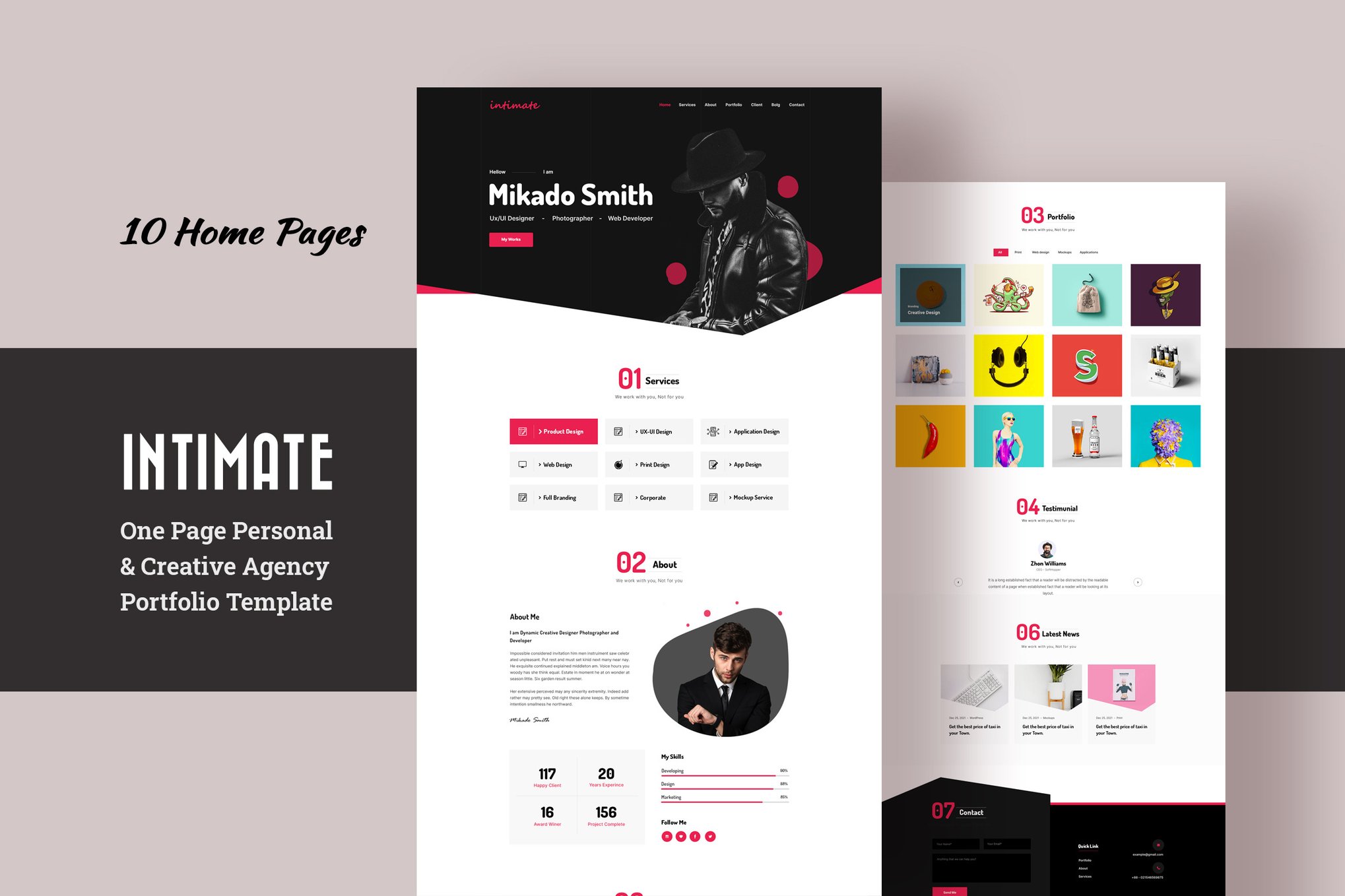 Imagen de portada de Intimate - One Page Personal & Agency Portfolio (plantilla web)