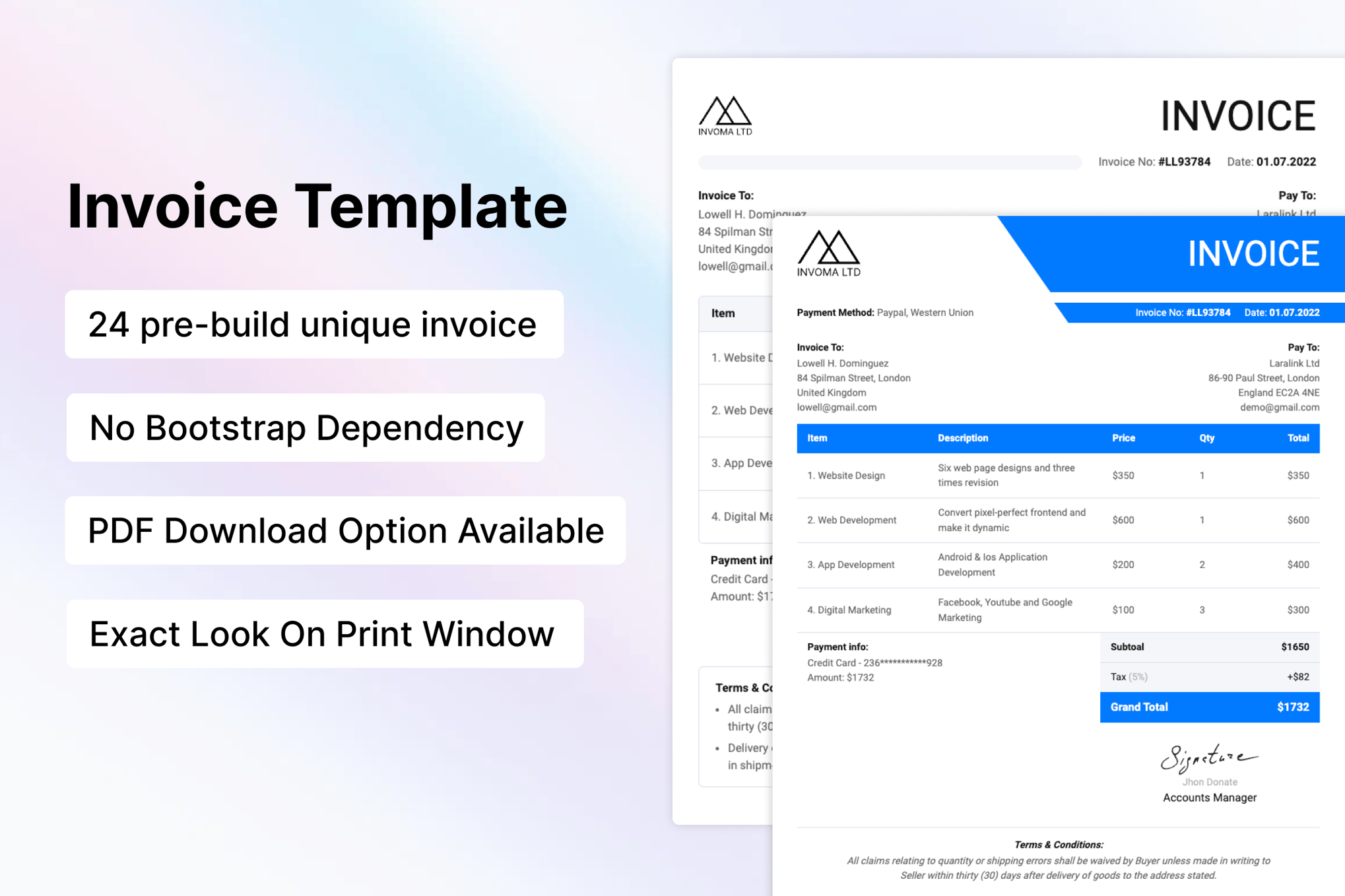 Imagen de portada de Invoma - Invoice HTML Template (plantilla web)