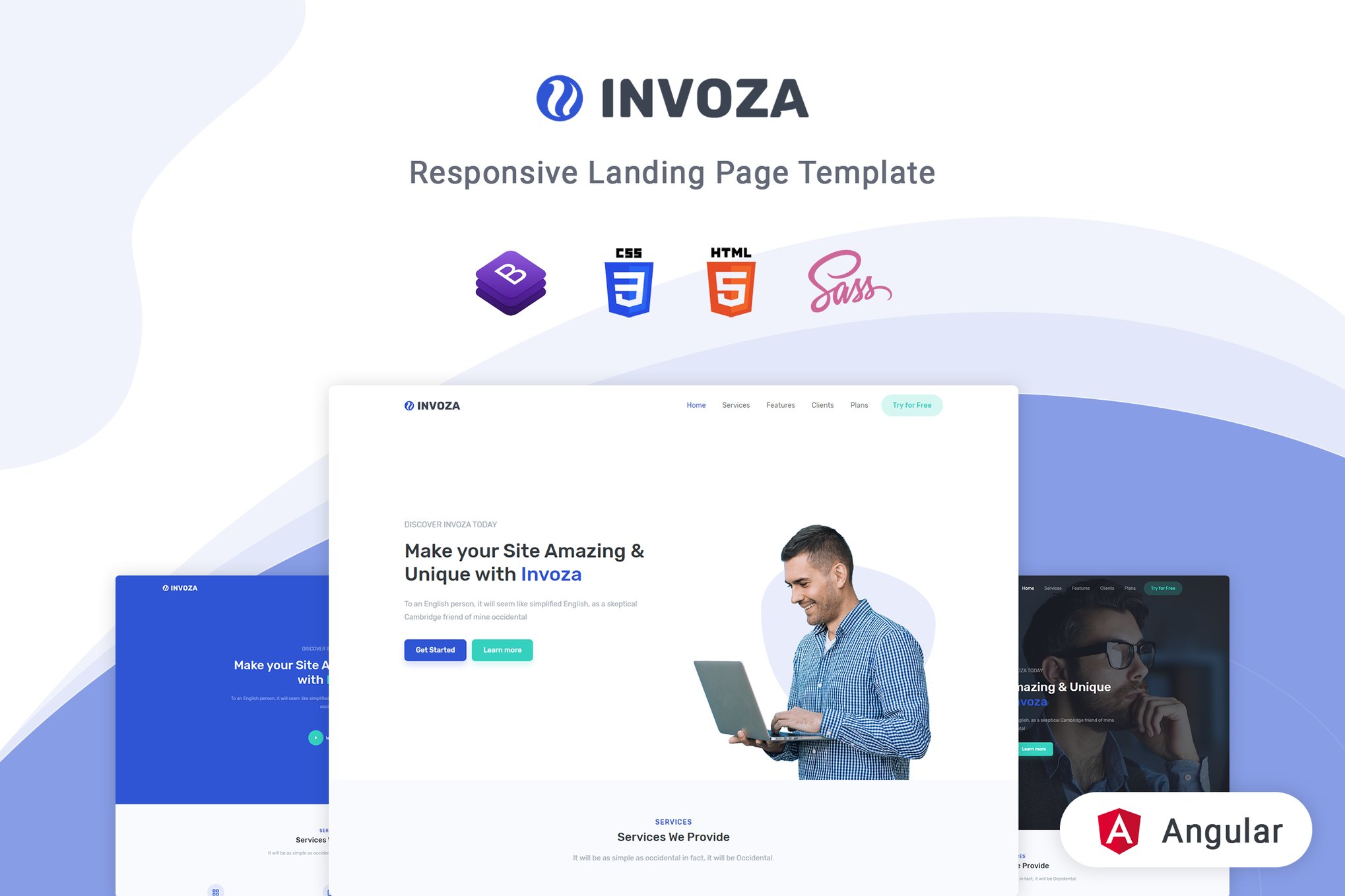 Imagen de portada de Invoza - Angular 10 Landing Page Template (plantilla web)