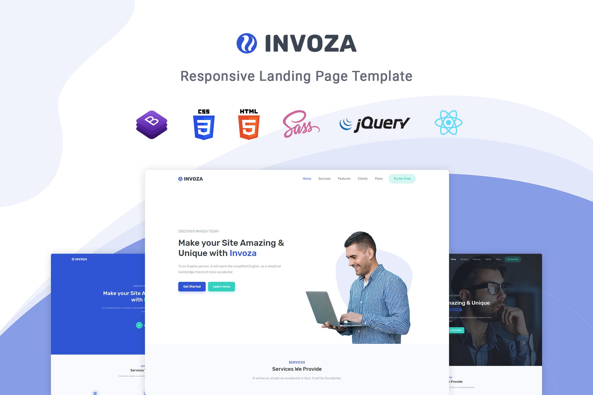 Imagen de portada de Invoza - React Landing Page Template (plantilla web)