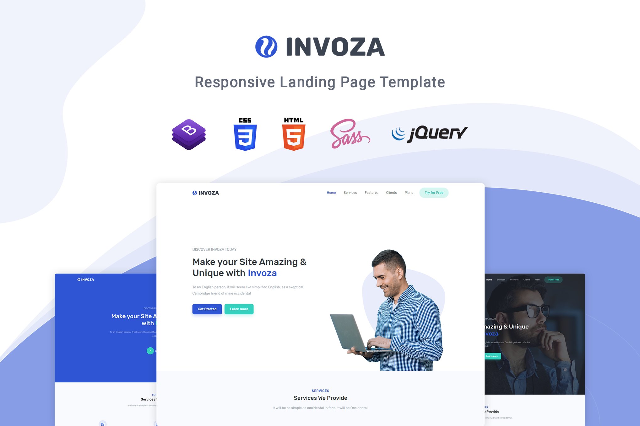 Imagen de portada de Invoza - Responsive Landing Page Template (plantilla web)