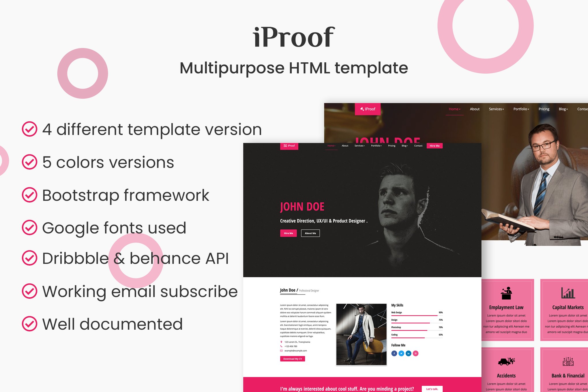 Imagen de portada de iProof - Multipurpose HTML Template (plantilla web)