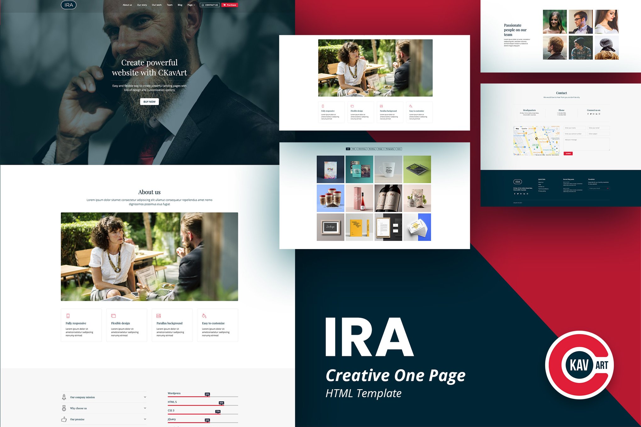 Imagen de portada de IRA - Creative One Page HTML Template (plantilla web)