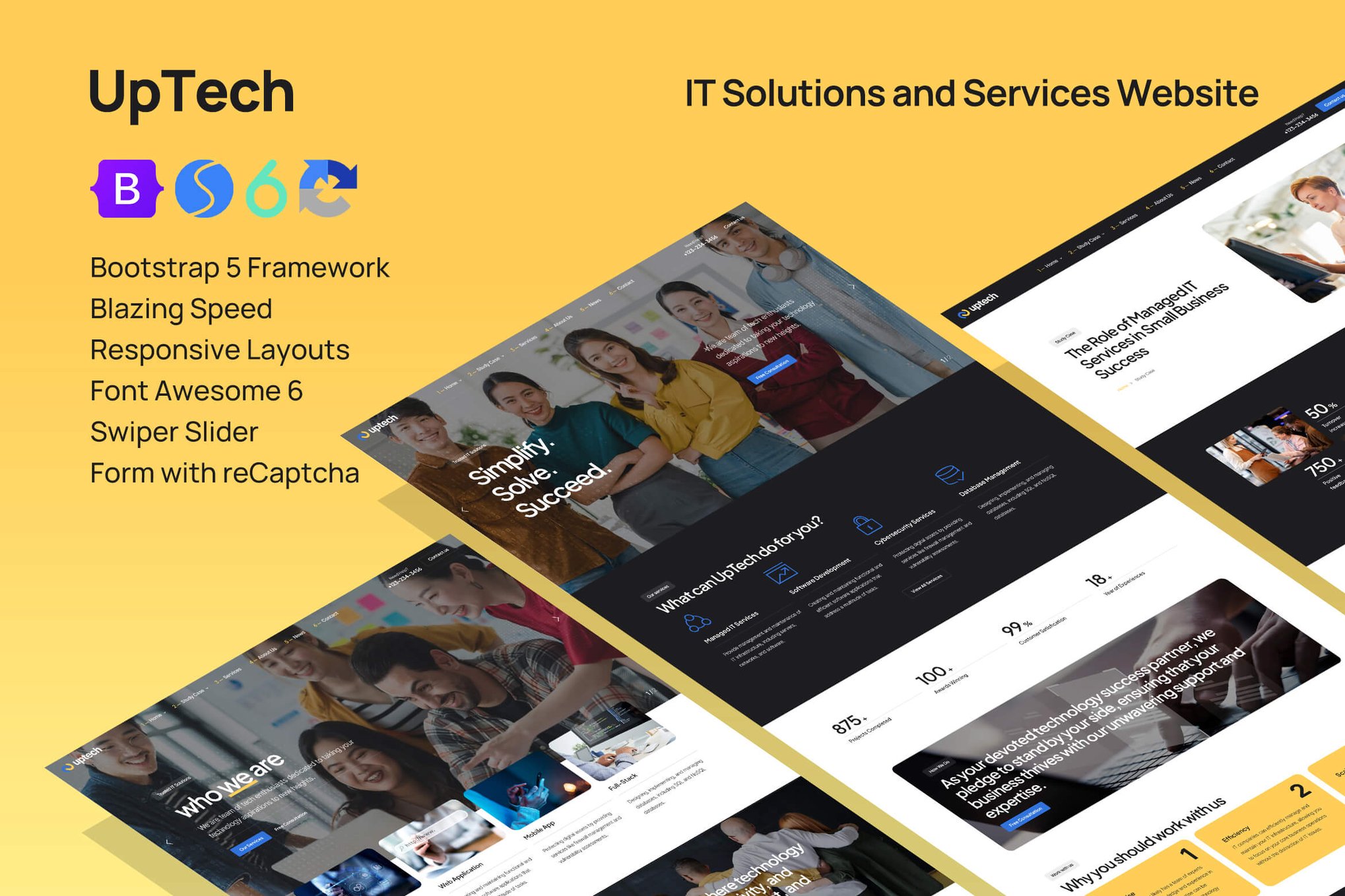 Imagen de portada de IT Solutions and Services Web Template — UpTech (plantilla web)