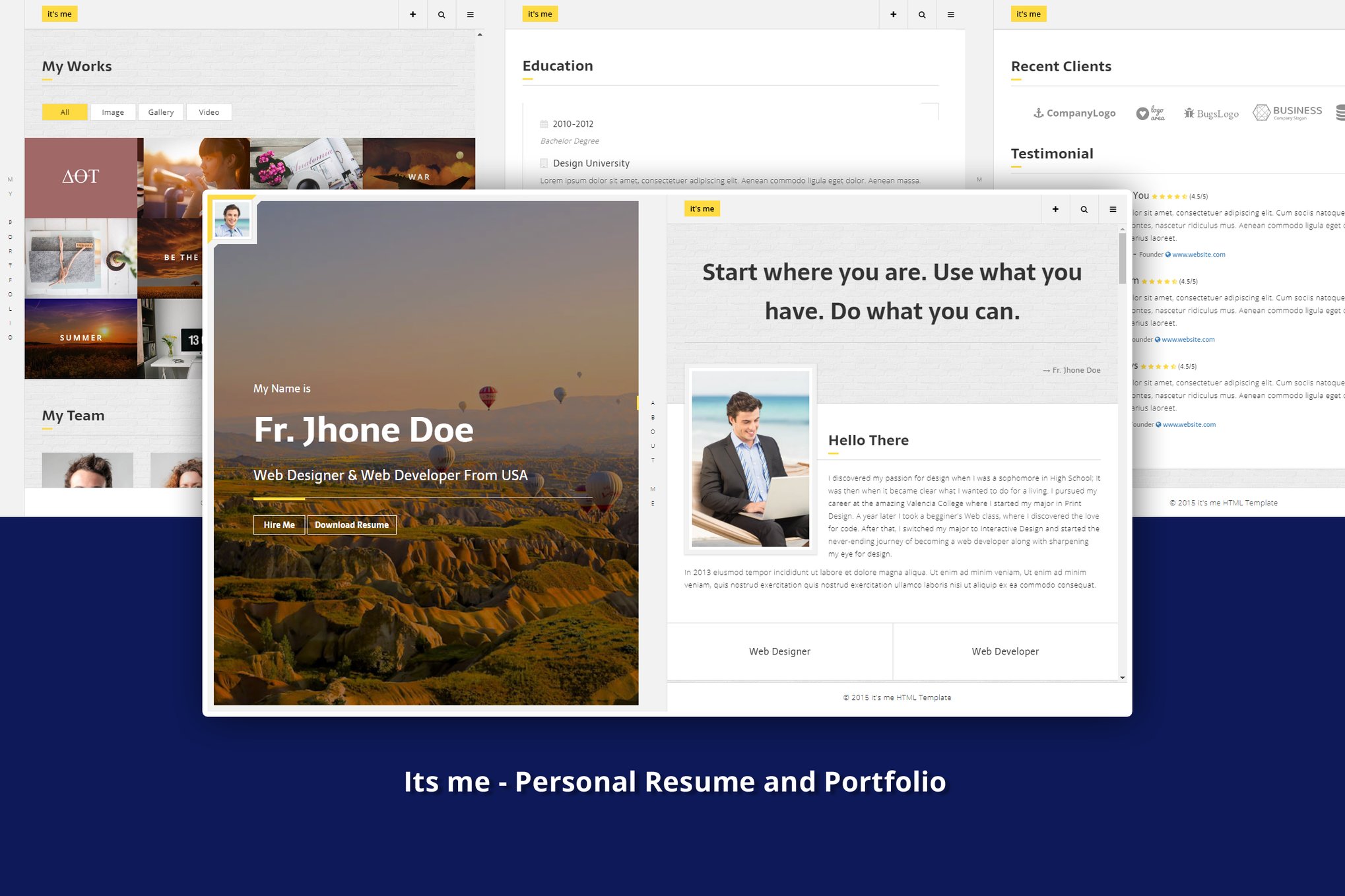 Imagen de portada de It's Me - Personal Resume and Portfolio (plantilla web)