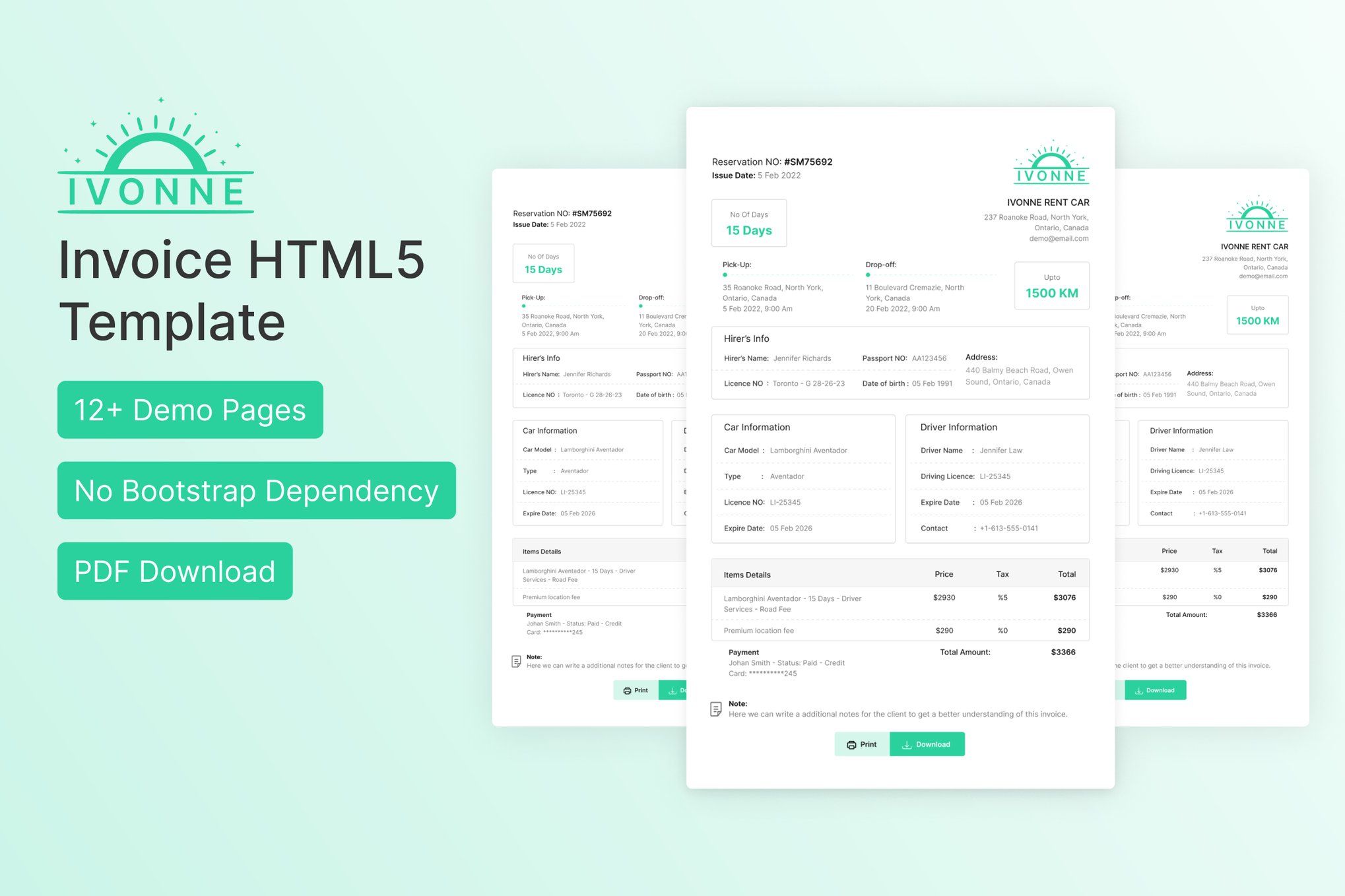 Imagen de portada de Ivonne - Invoice HTML Template (plantilla web)