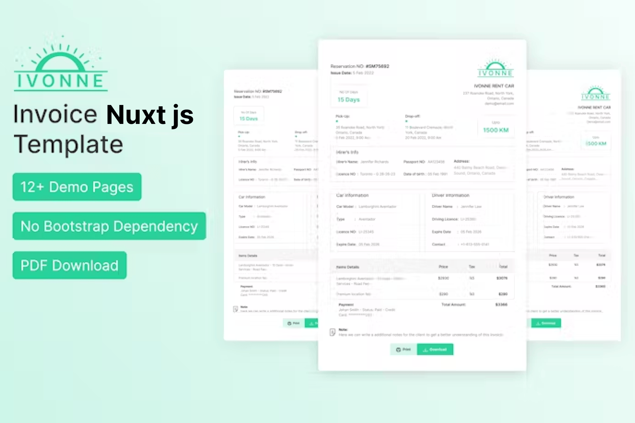 Imagen de portada de Ivonne - Invoice Nuxt Template (plantilla web)