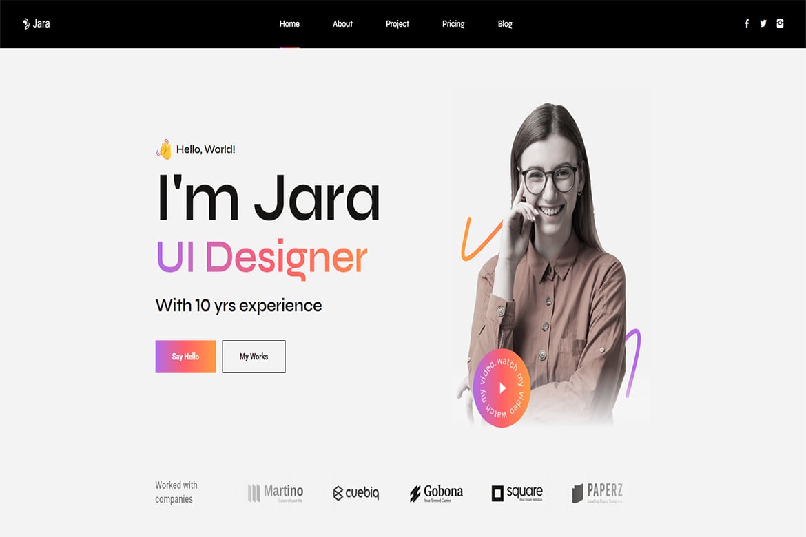 Imagen de portada de Jara - Personal Portfolio HTML Template (plantilla web)