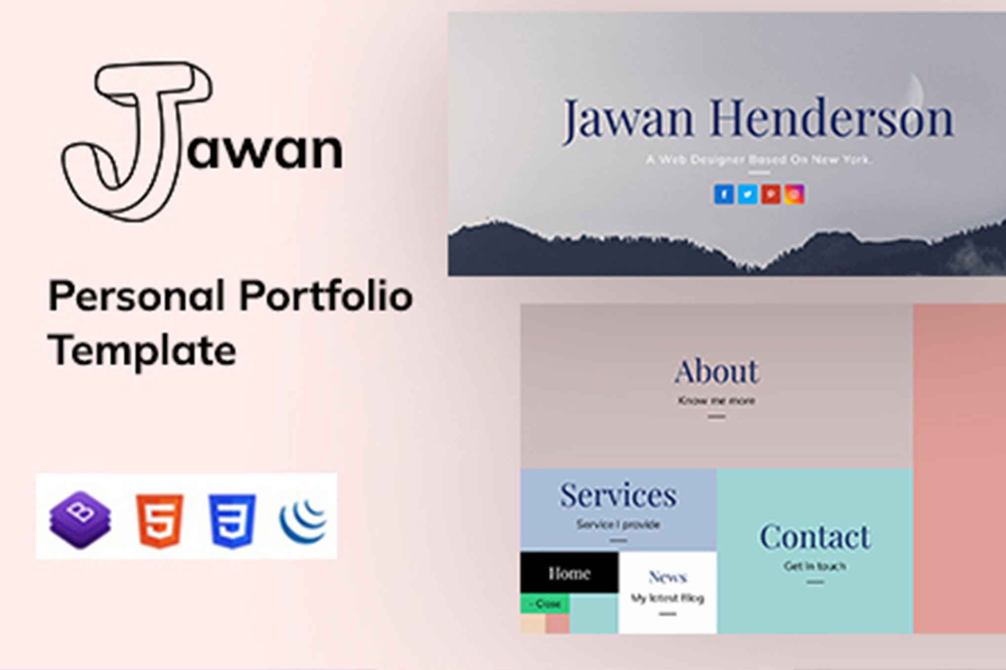 Imagen de portada de Jawan - Personal Portfolio Template (plantilla web)