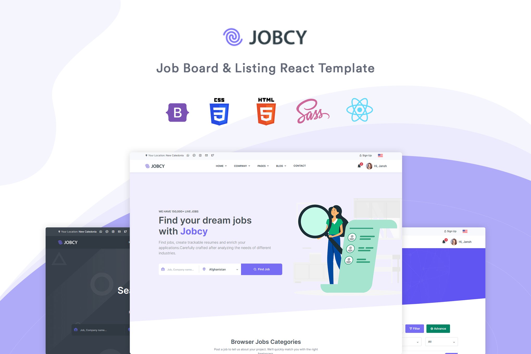 Imagen de portada de Jobcy - Job Board & Listing React Template (plantilla web)