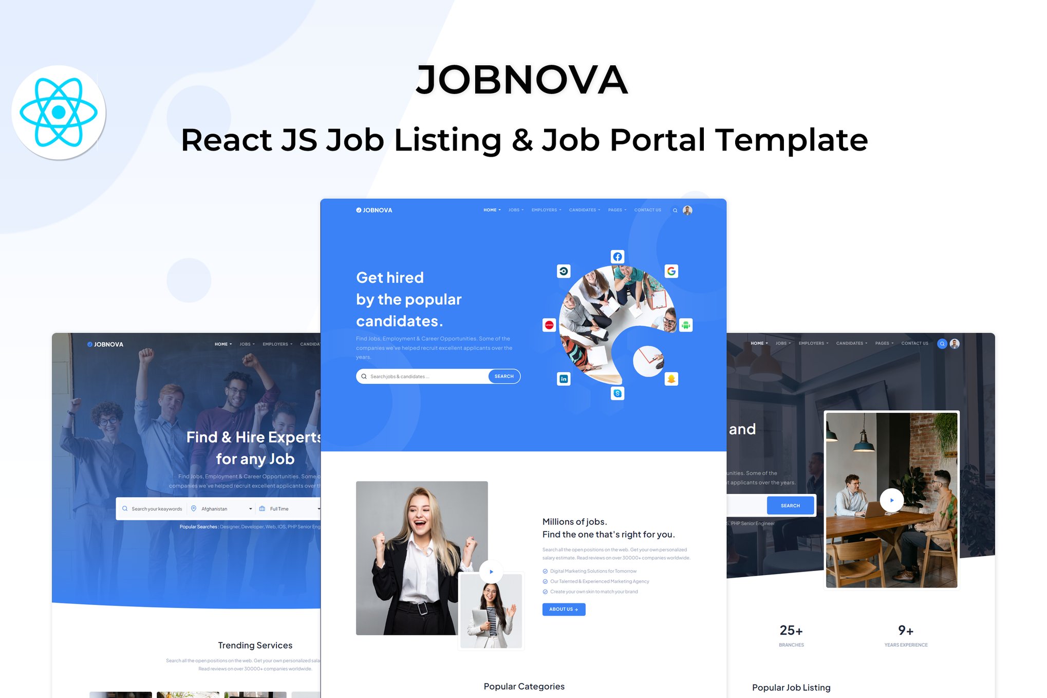Imagen de portada de Jobnova - React Js Job Board, Job listing Template (plantilla web)