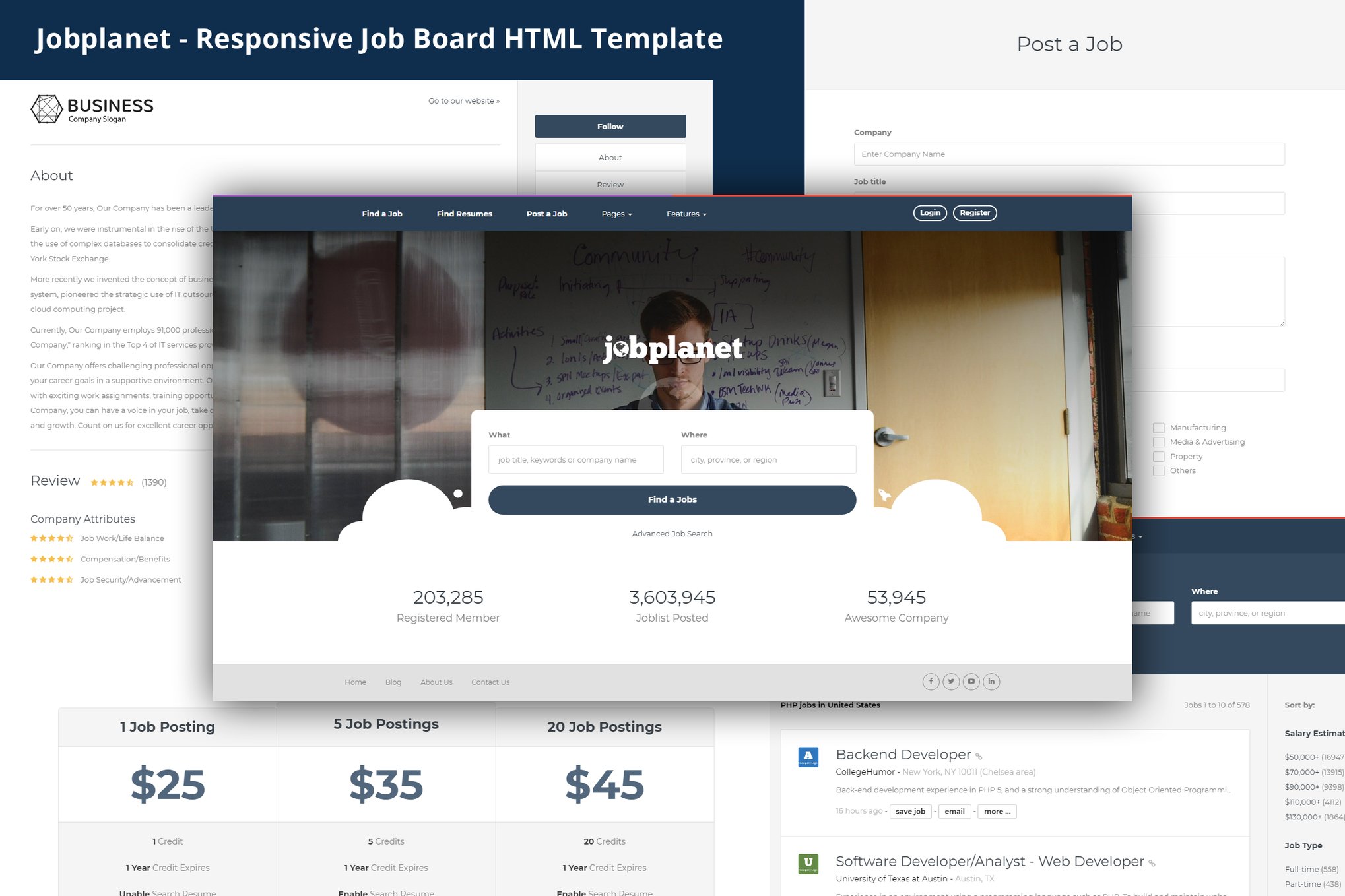 Imagen de portada de Jobplanet - Responsive Job Board HTML Template (plantilla web)