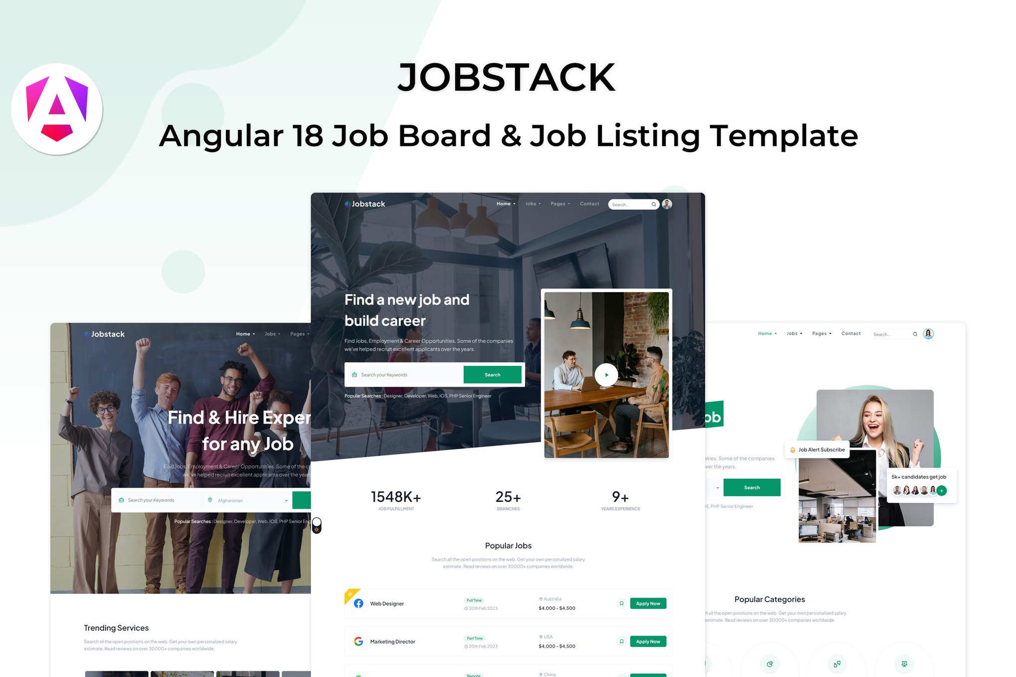 Imagen de portada de Jobstack - Angular 18 Job Listing Template (plantilla web)