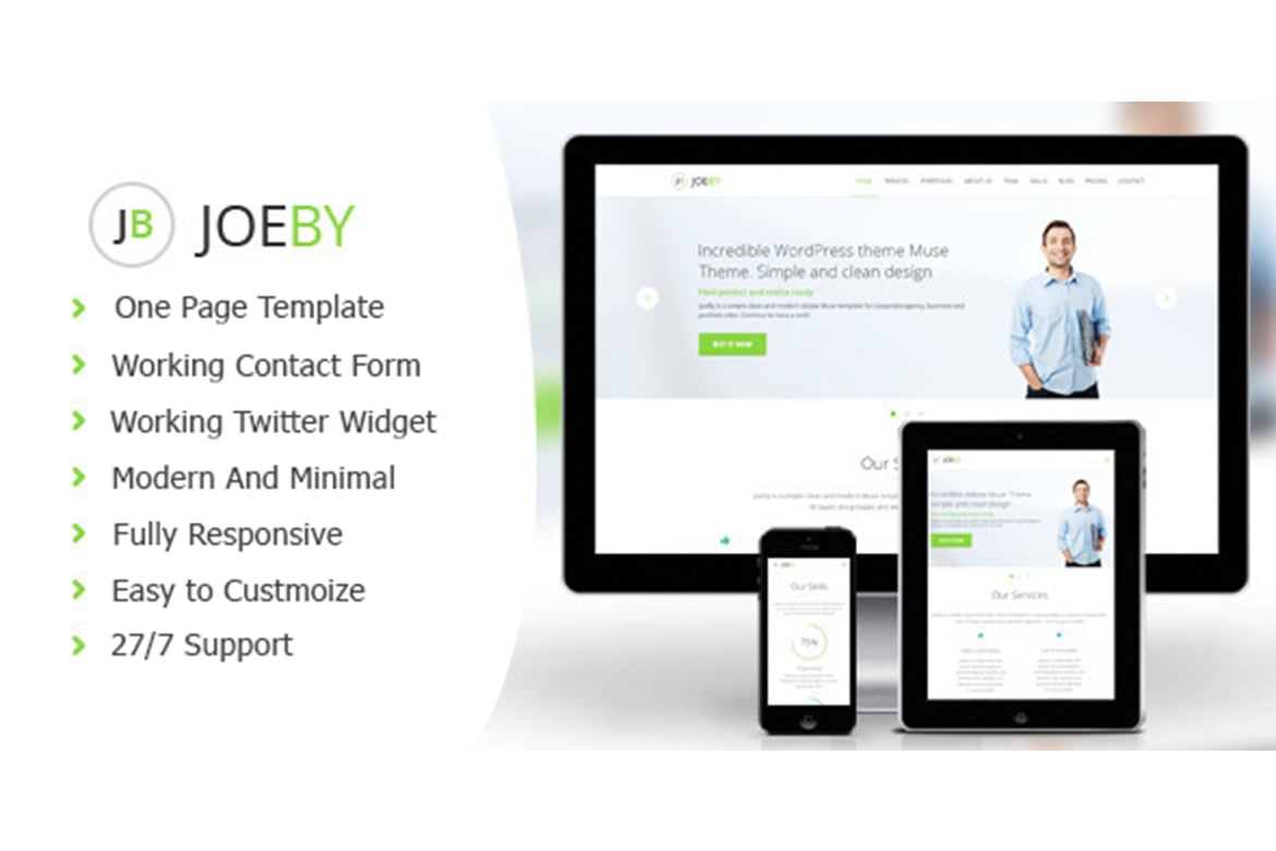 Imagen de portada de Joeby - Clean One Page Business Template (plantilla web)