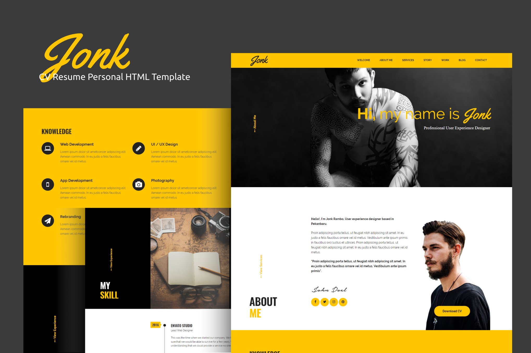 Imagen de portada de Jonk - CV Resume Personal HTML Template (plantilla web)