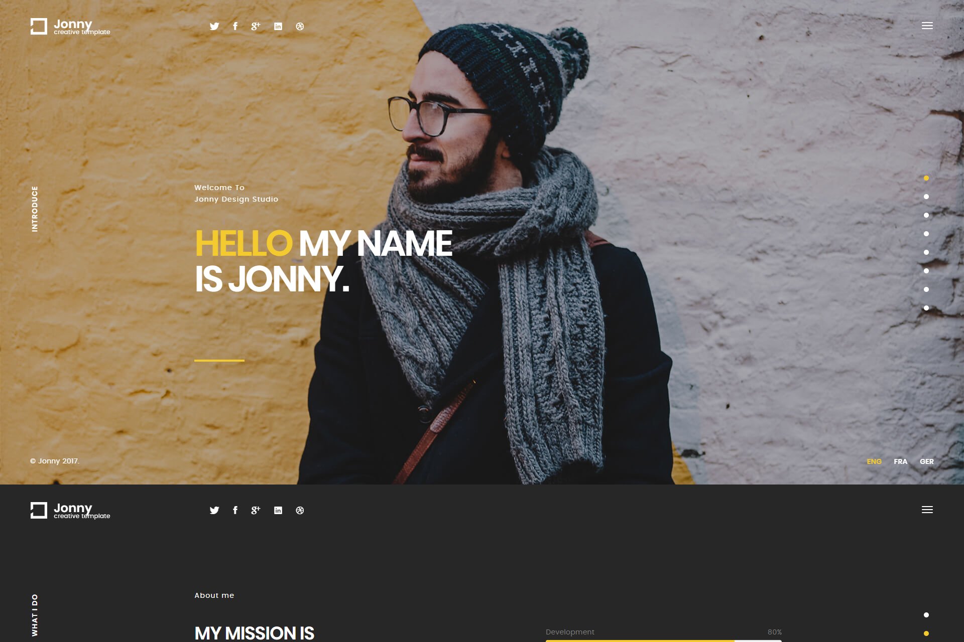 Imagen de portada de Jonny - Creative Onepage HTML Template (plantilla web)