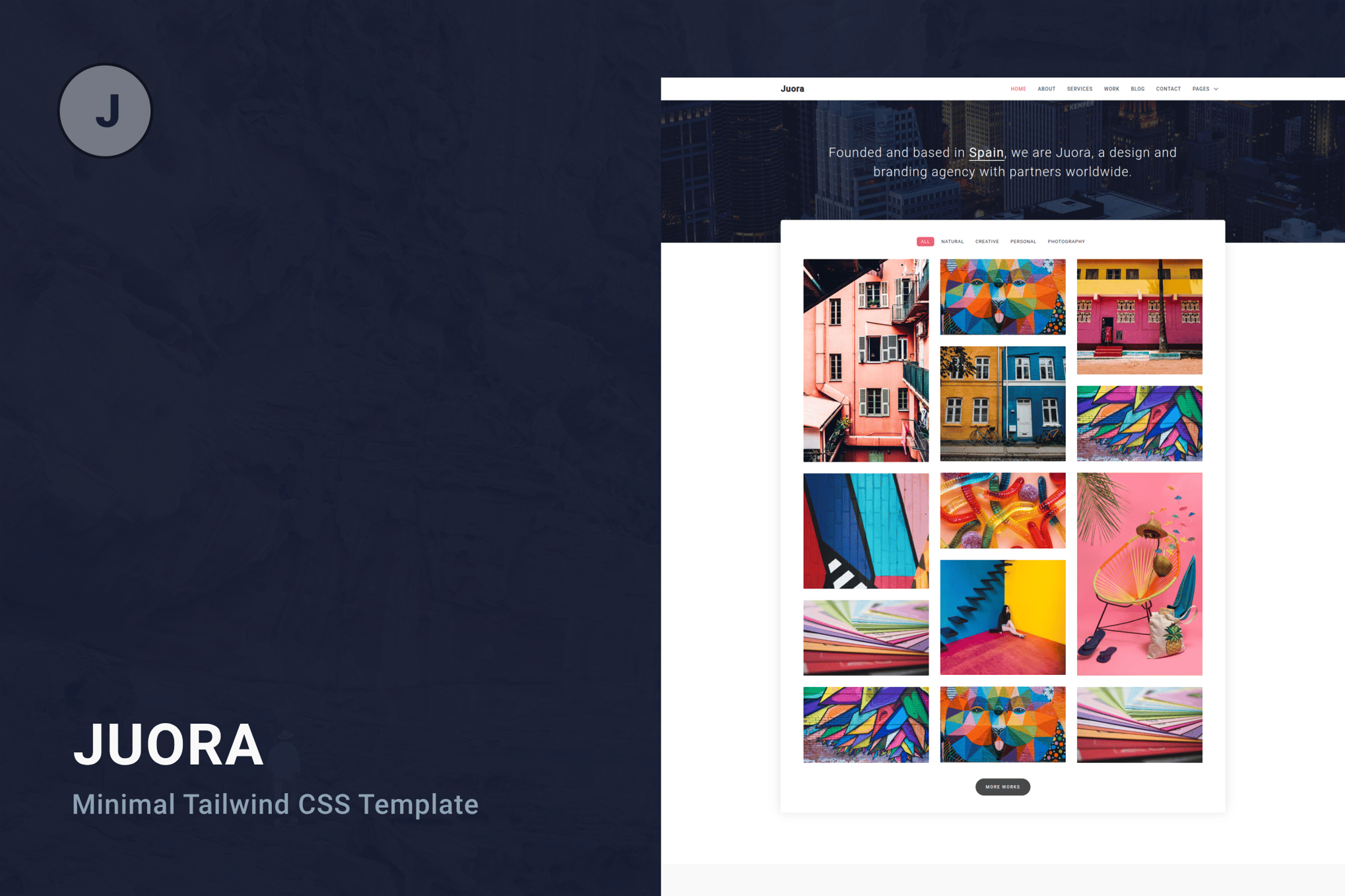 Imagen de portada de Juora - Minimal Tailwind CSS 3 Template (plantilla web)