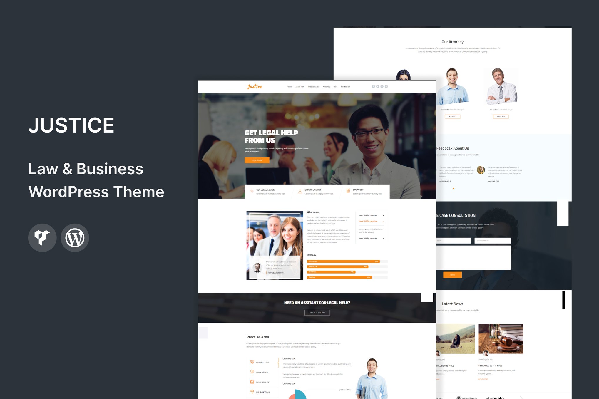 Imagen de portada de JUSTICE - Law & Business WordPress Theme (tema)