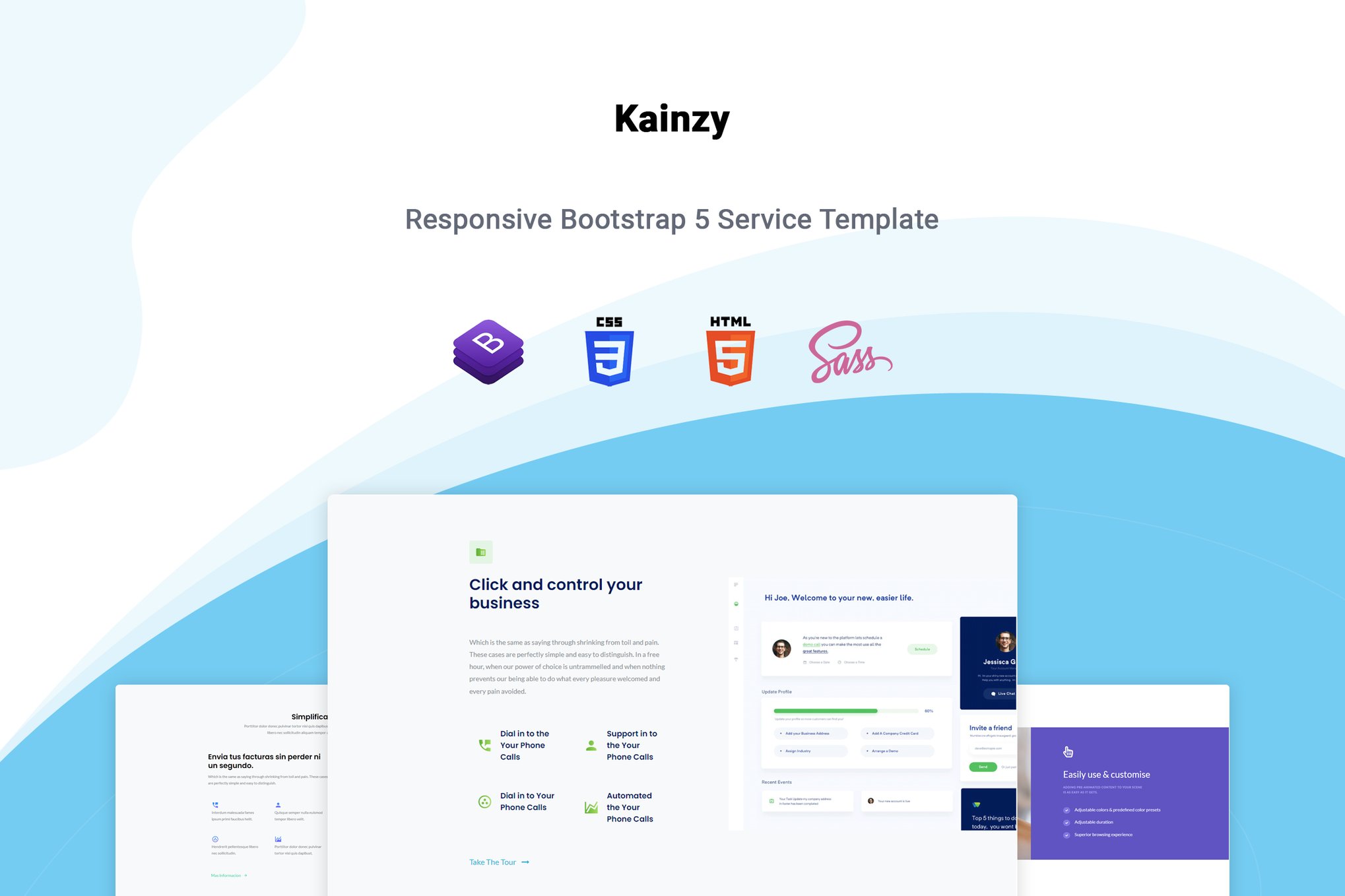Imagen de portada de Kainzy - Service Section Template (plantilla web)