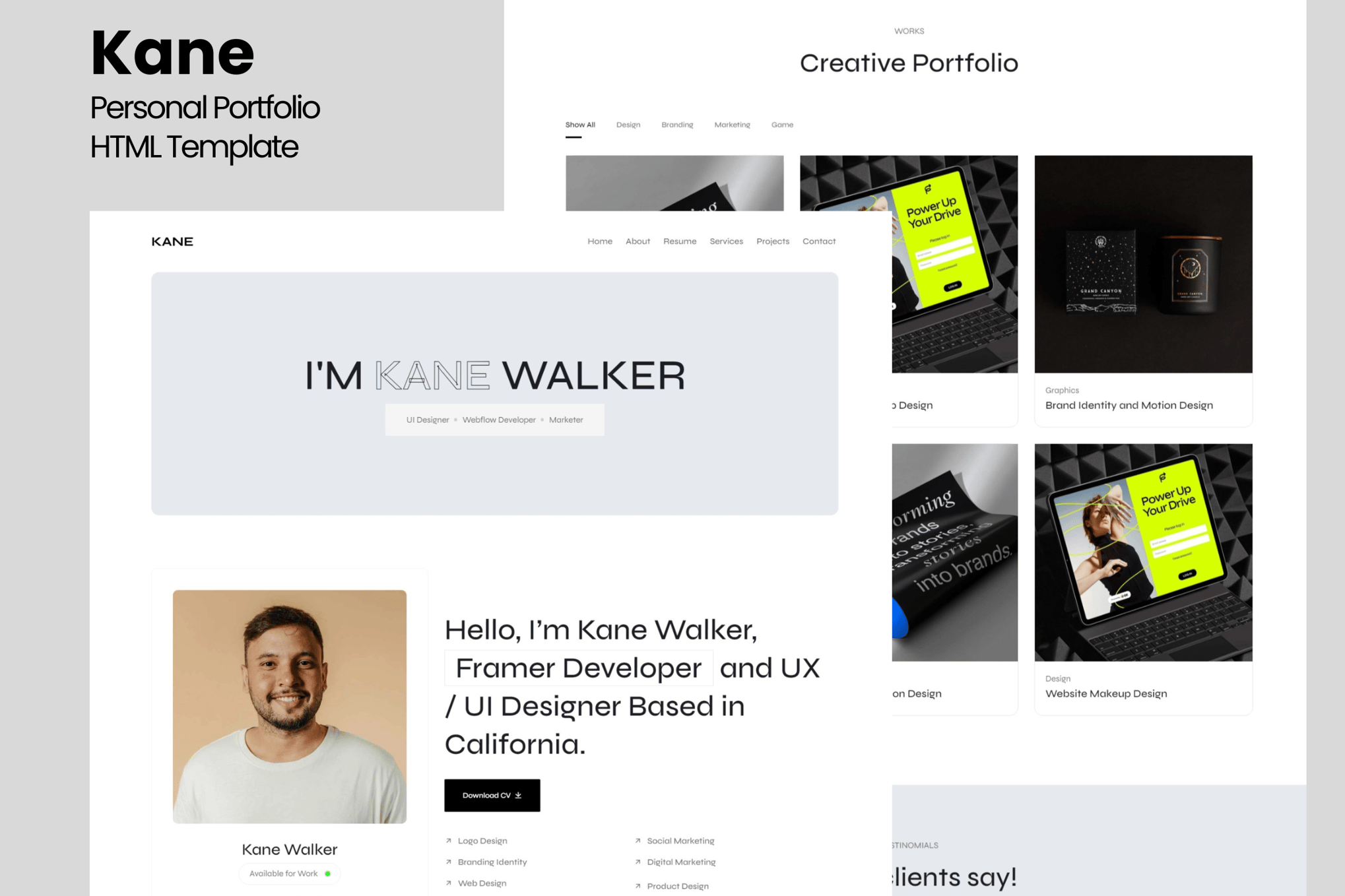 Imagen de portada de Kane - Personal Portfolio HTML Template (plantilla web)