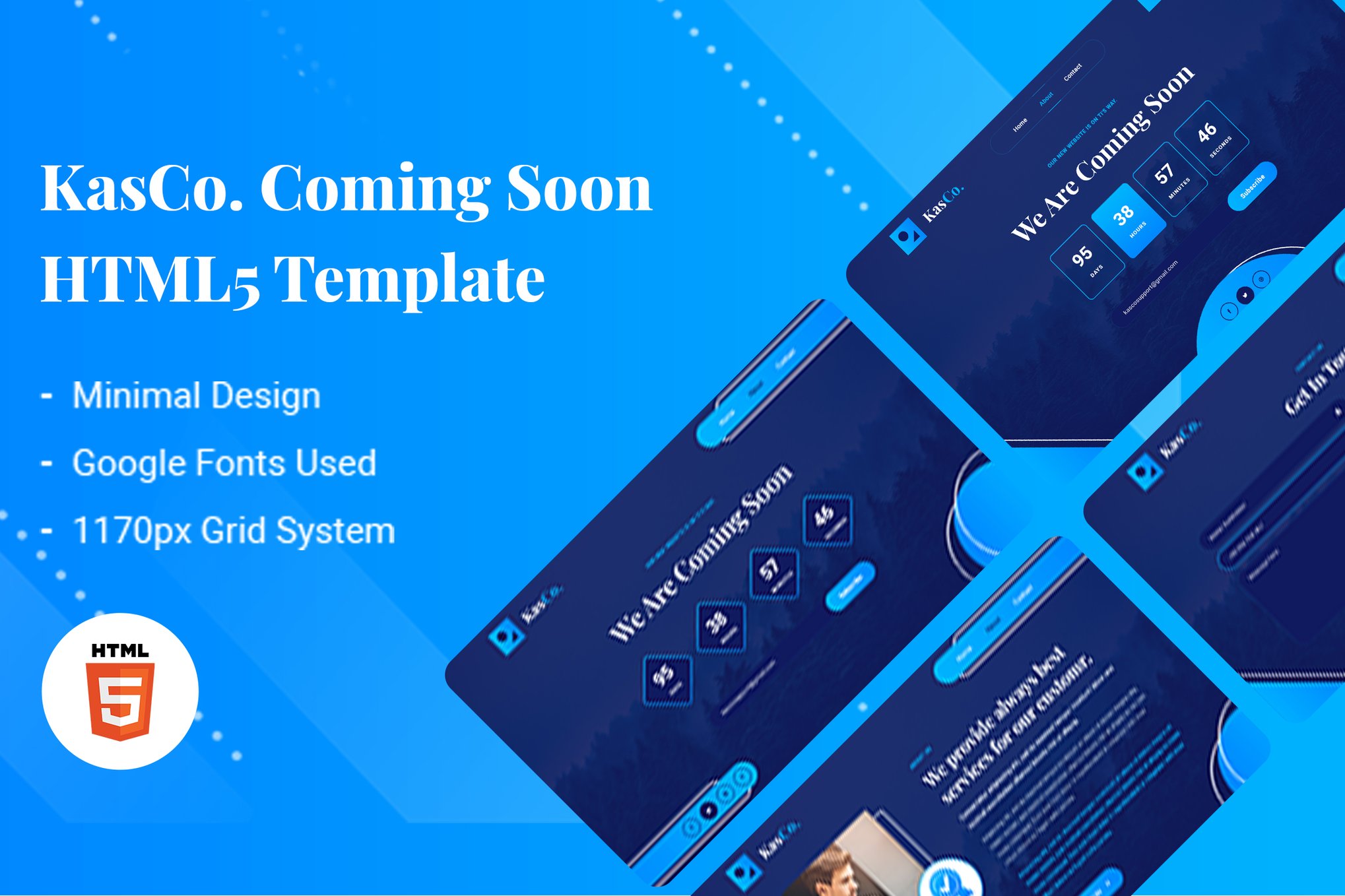 Imagen de portada de KasCo - Creative Coming Soon HTML5 Template (plantilla web)
