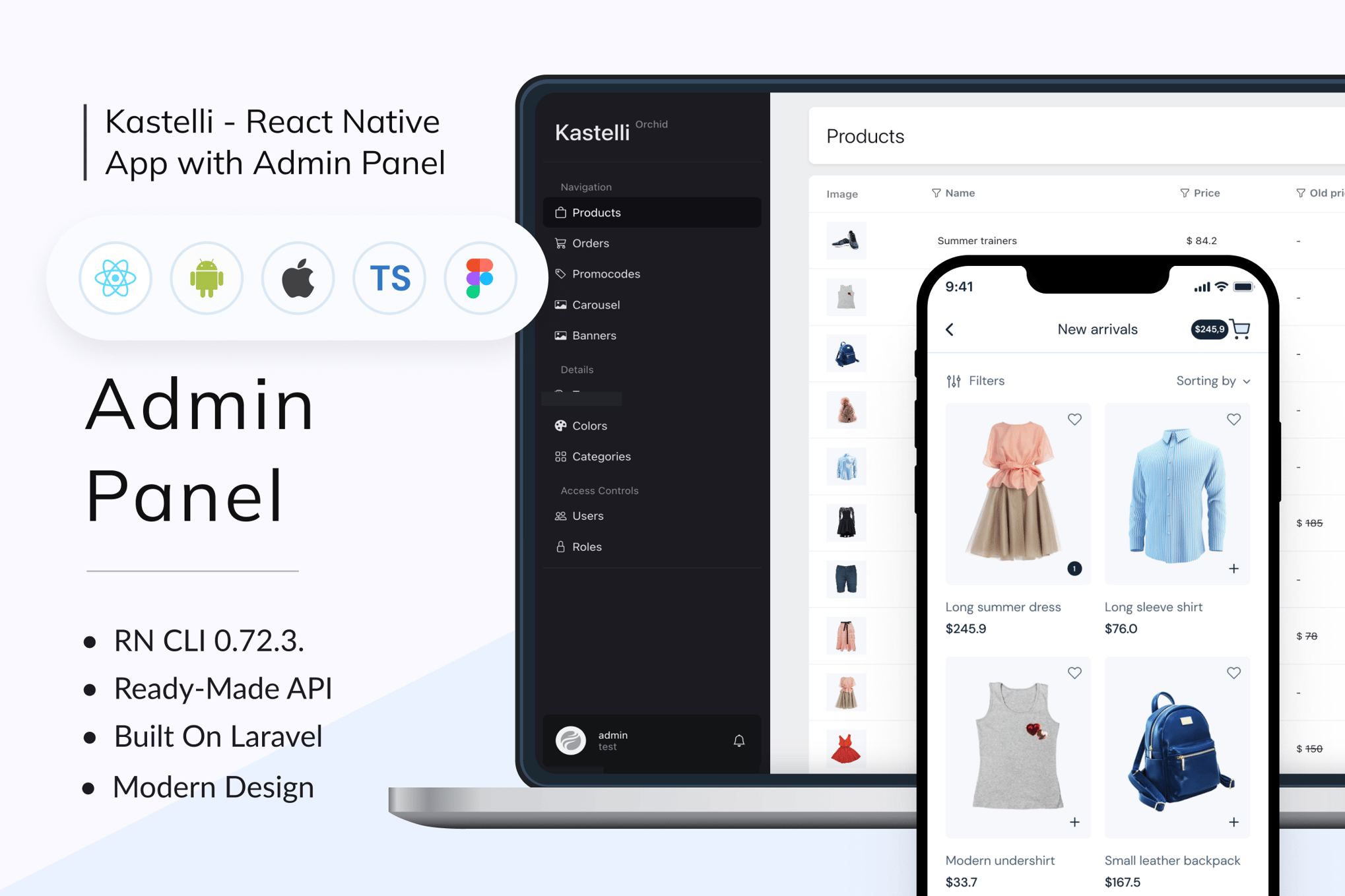 Imagen de portada de Kastelli - Fashion e-Commerce App with Backend (plantilla web)