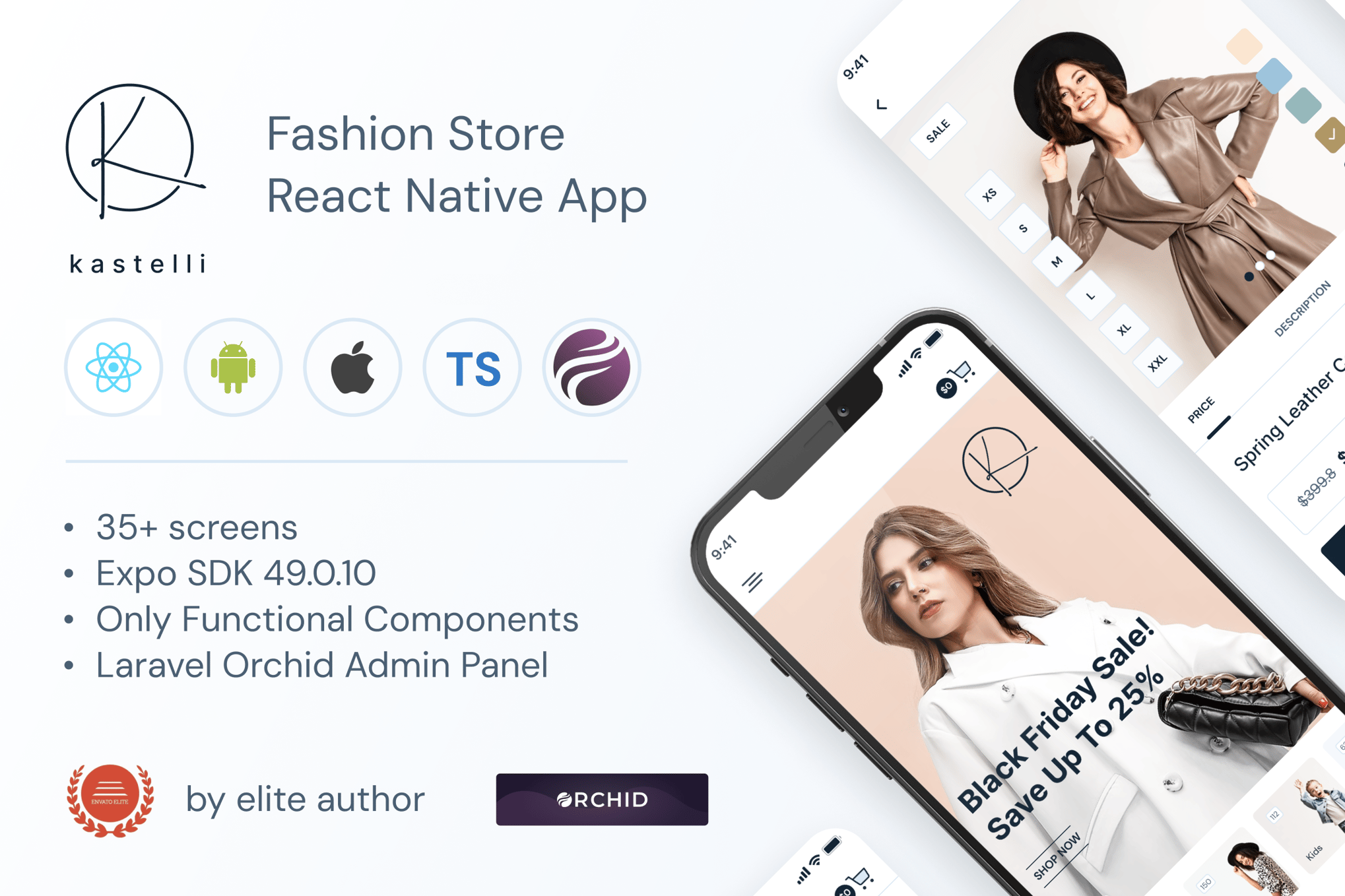 Imagen de portada de Kastelli - Fashion Store App | Expo SDK (plantilla web)